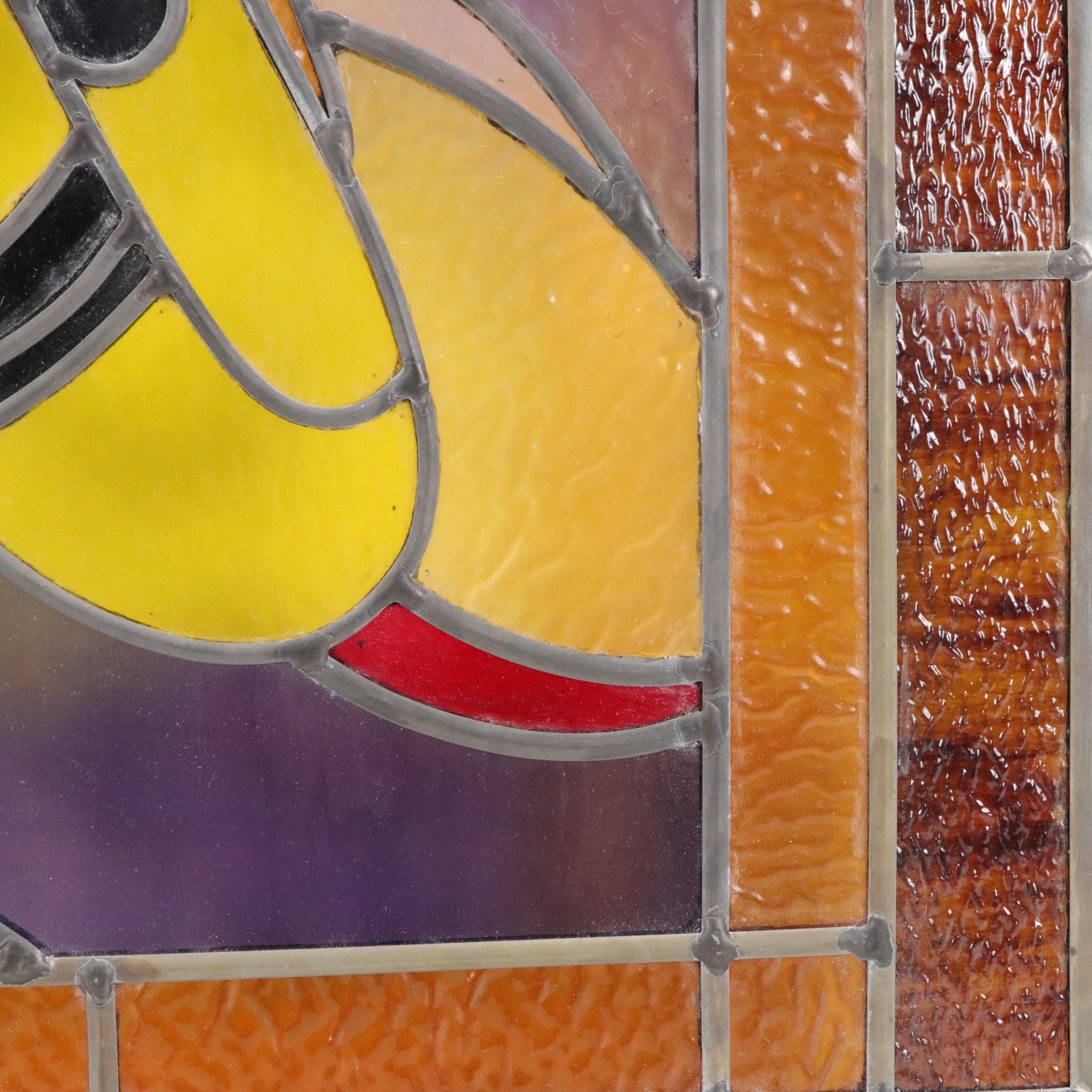 Partial Springline Stained Glass Panel with Saxophone Design
