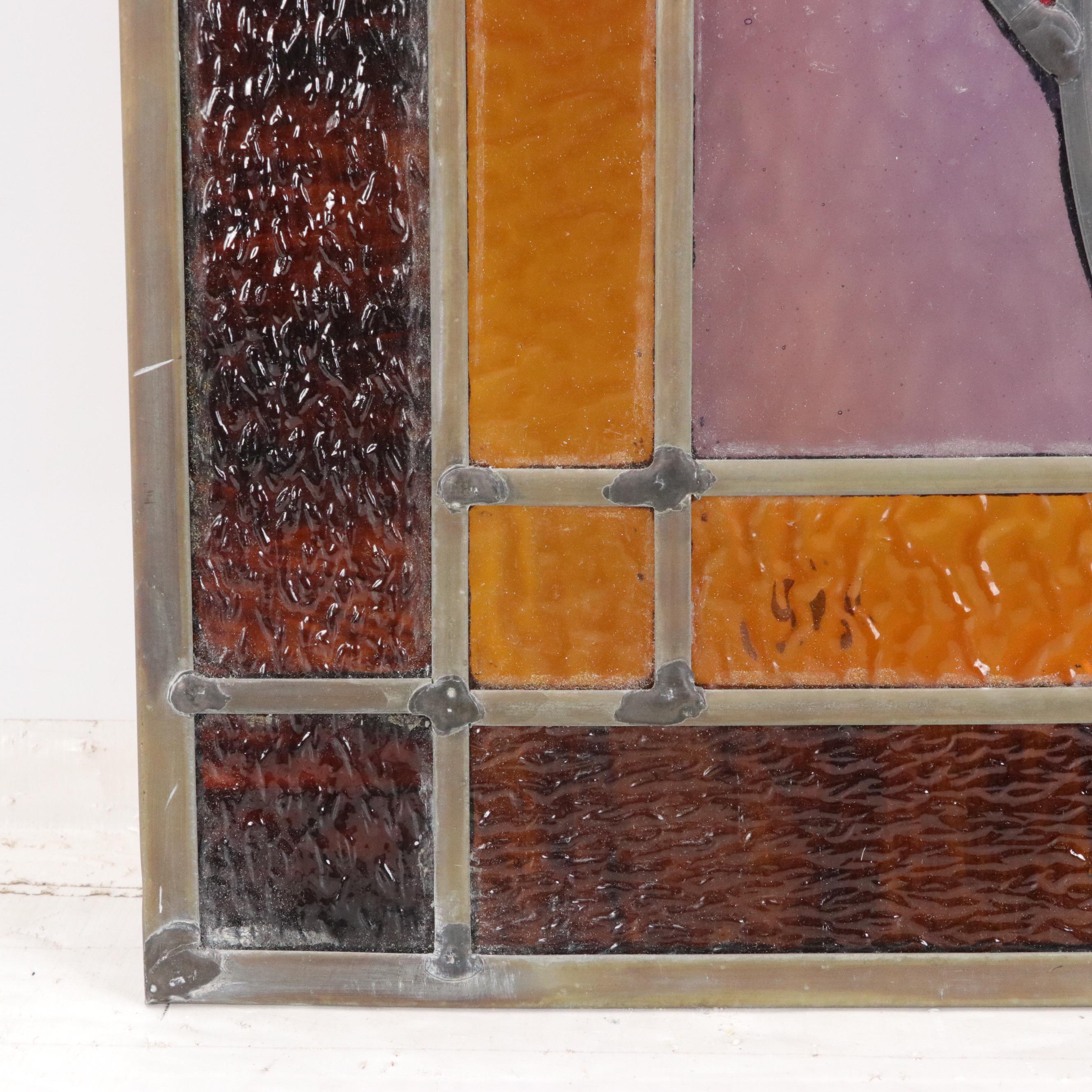 Partial Springline Stained Glass Panel with Saxophone Design