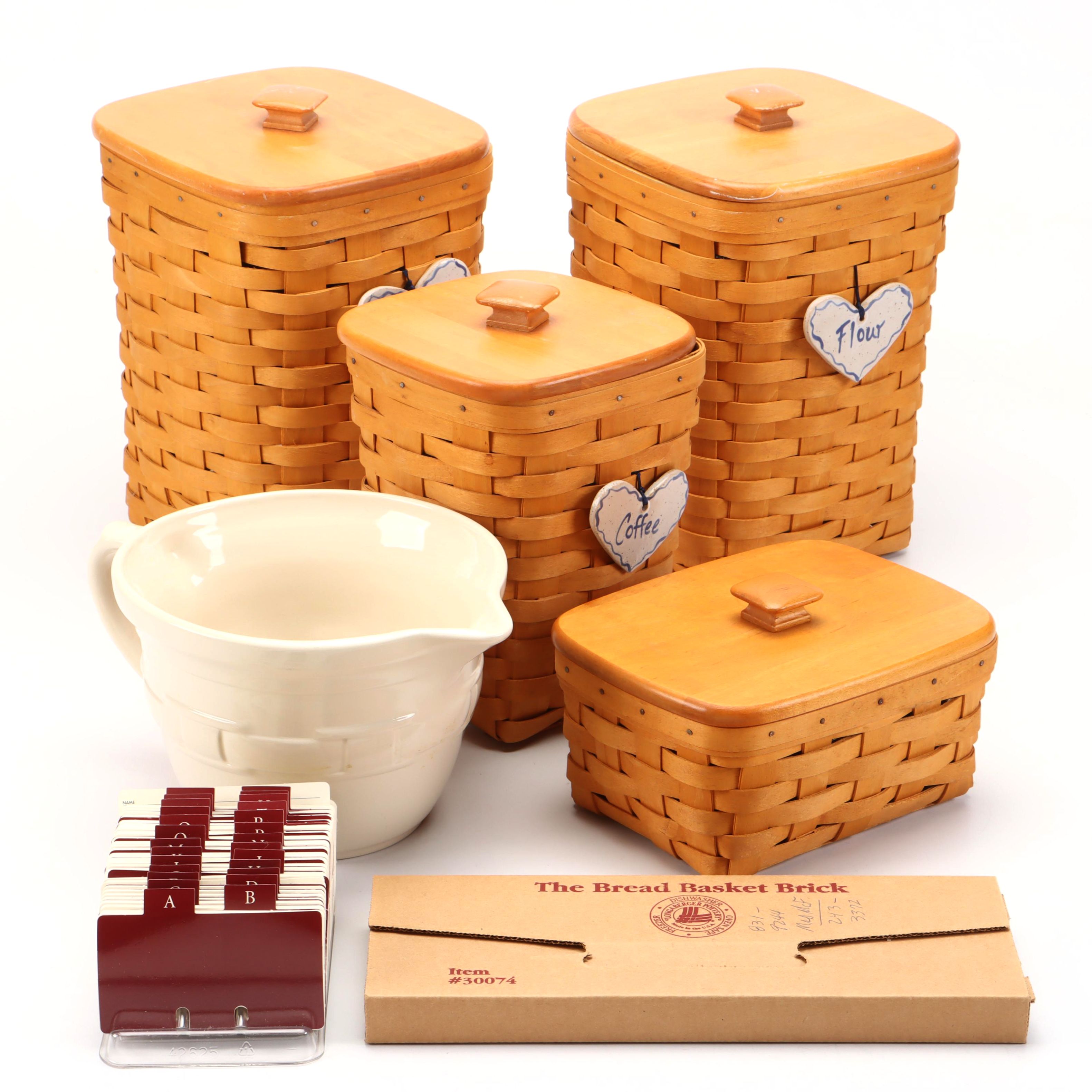 Longaberger Woven Maple Basket Canisters, Bread Basket Stone and More