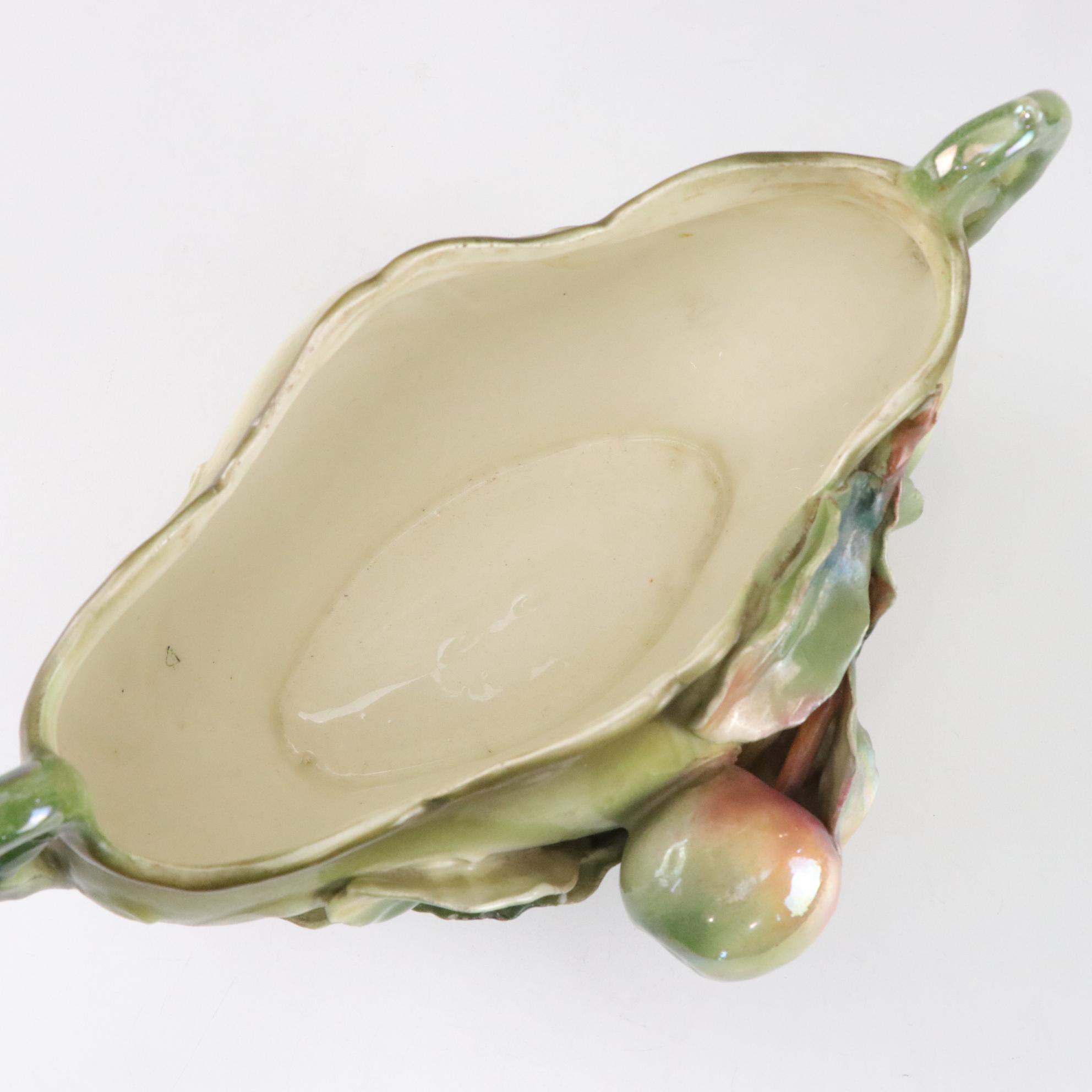 Antique Royal Dux Art Nouveau Iridescent Fruit Medley Amphora Centerpiece