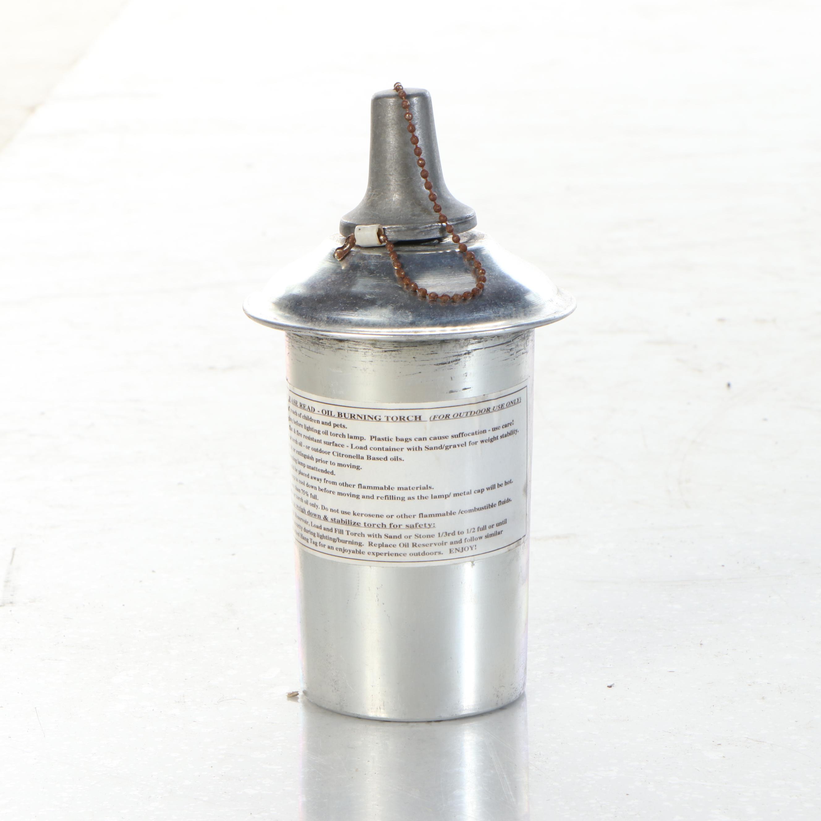 Pair of Oxidized Metal Pyramid Tessellated Outdoor Oil Torches