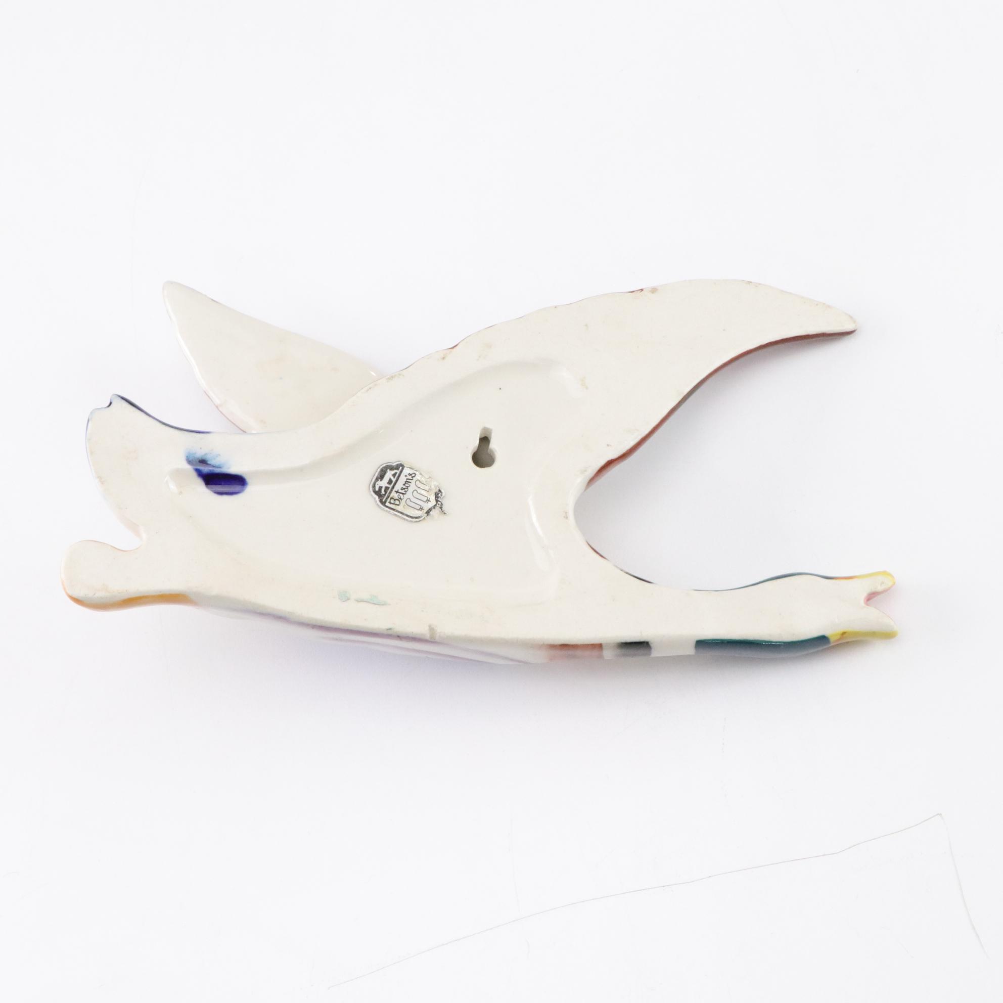 Japanese Hand-Painted Flying Mallard Ceramic Wall Pockets