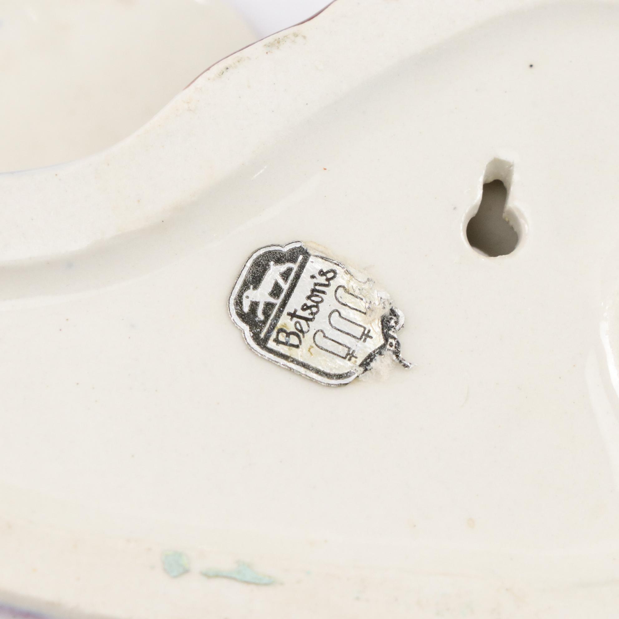 Japanese Hand-Painted Flying Mallard Ceramic Wall Pockets