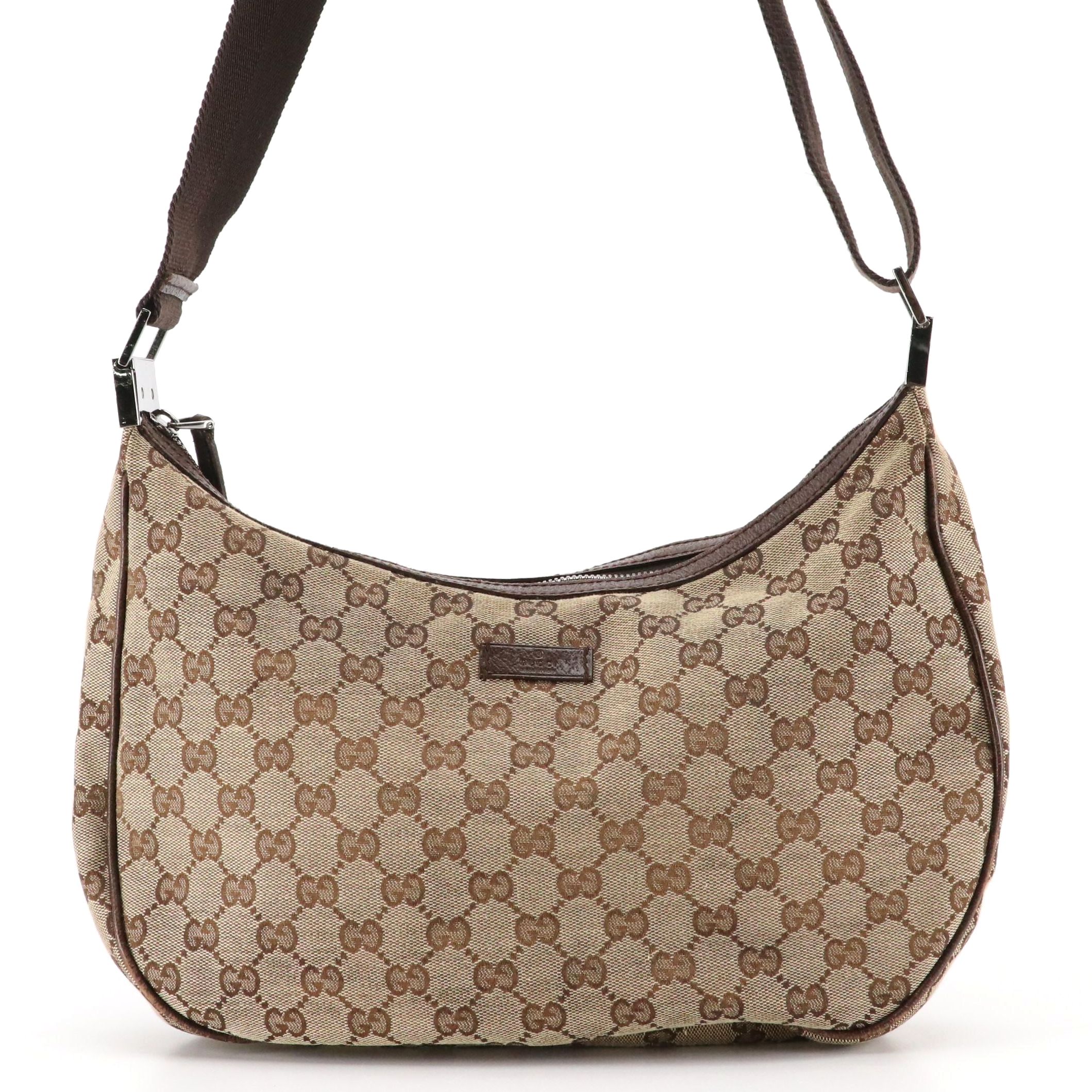 Gucci GG Jacquard and Leather Crossbody Bag