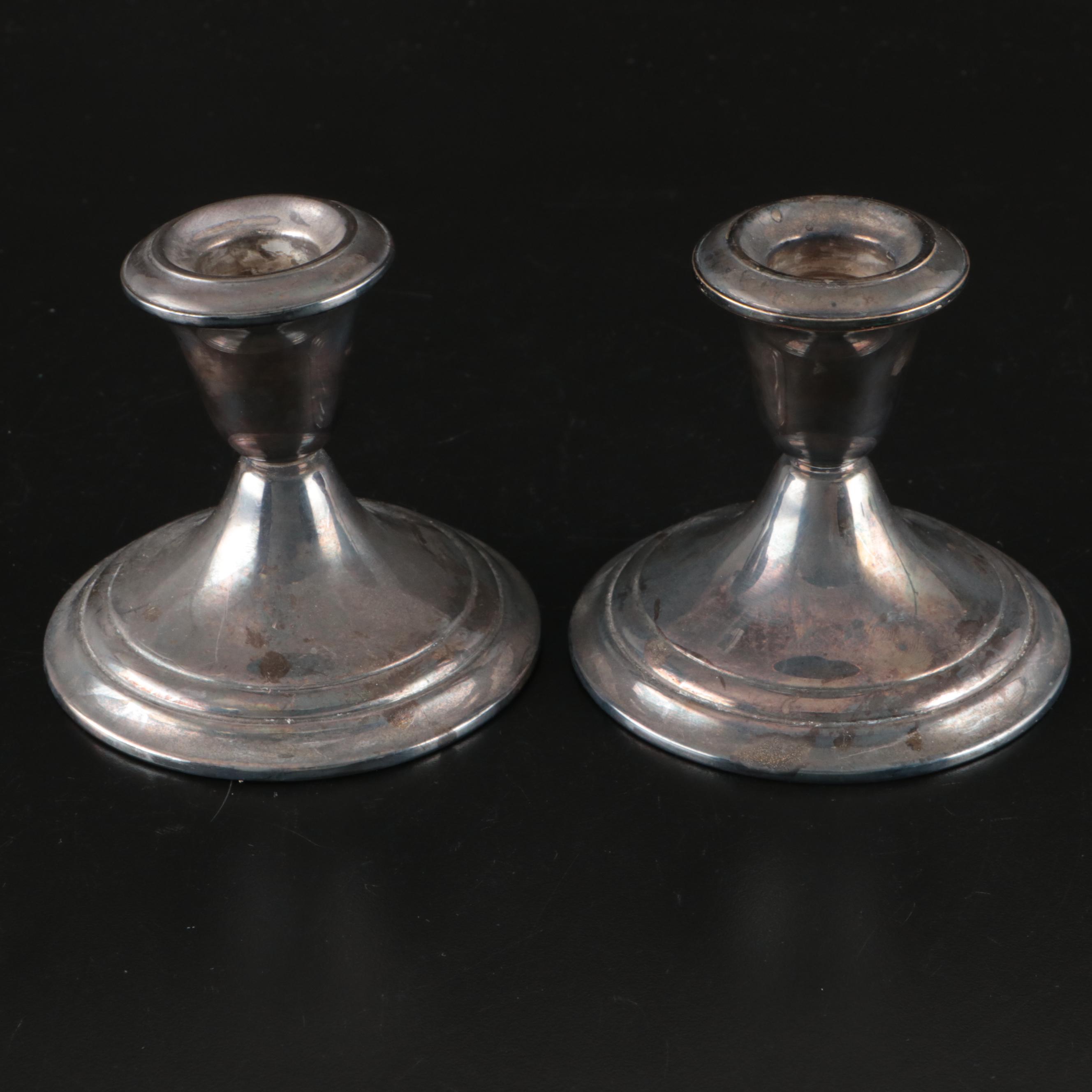 Gorham Silver "Lancaster" Serving Spoon with Silver Plate Candle Holders