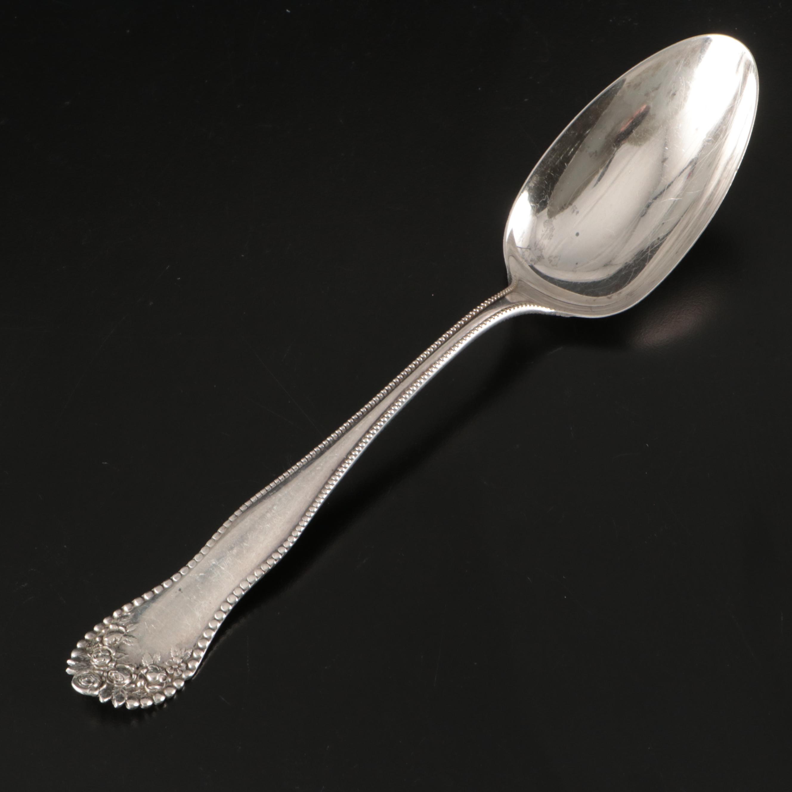 Gorham Silver "Lancaster" Serving Spoon with Silver Plate Candle Holders