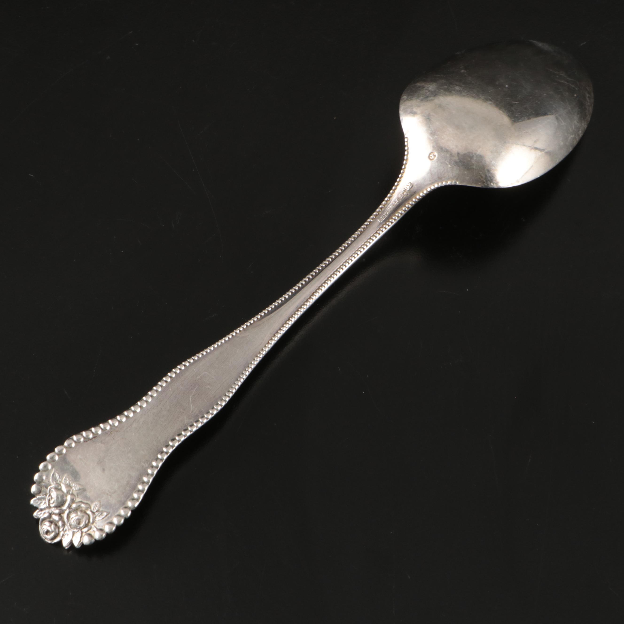 Gorham Silver "Lancaster" Serving Spoon with Silver Plate Candle Holders