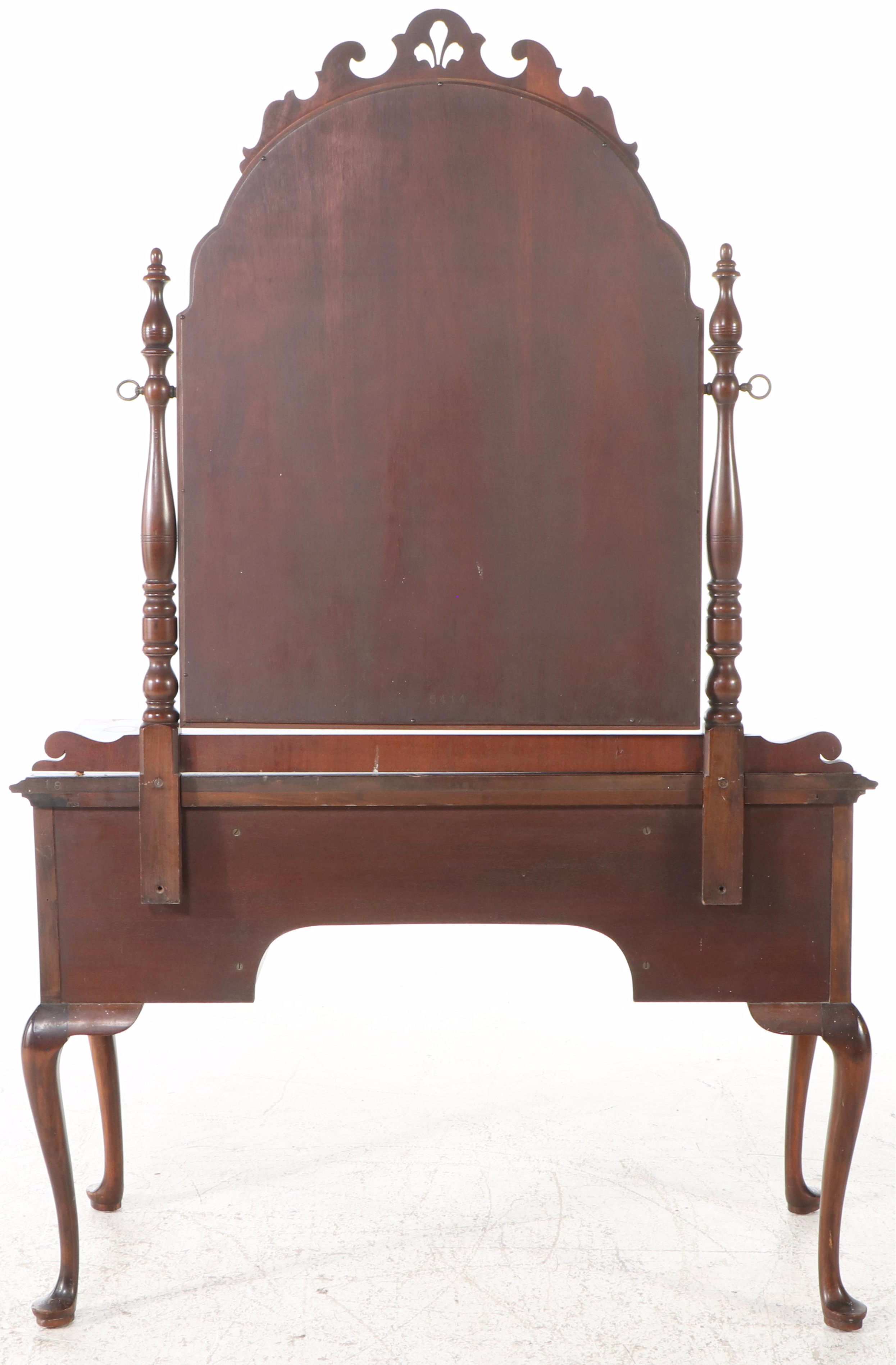 Queen Anne Style Mahogany Vanity with Mirror, 20th Century