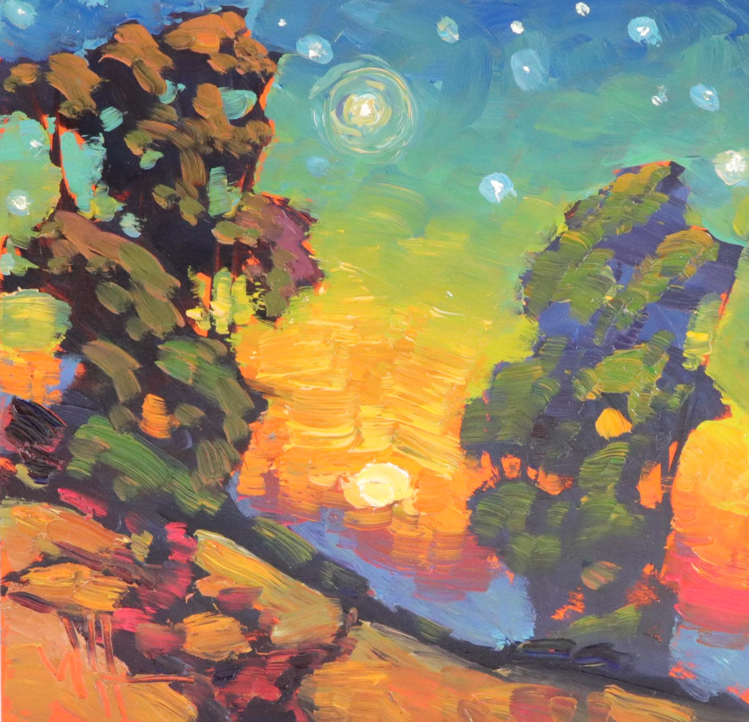 William Hawkins Sunset Landscape Oil Painting, 2025