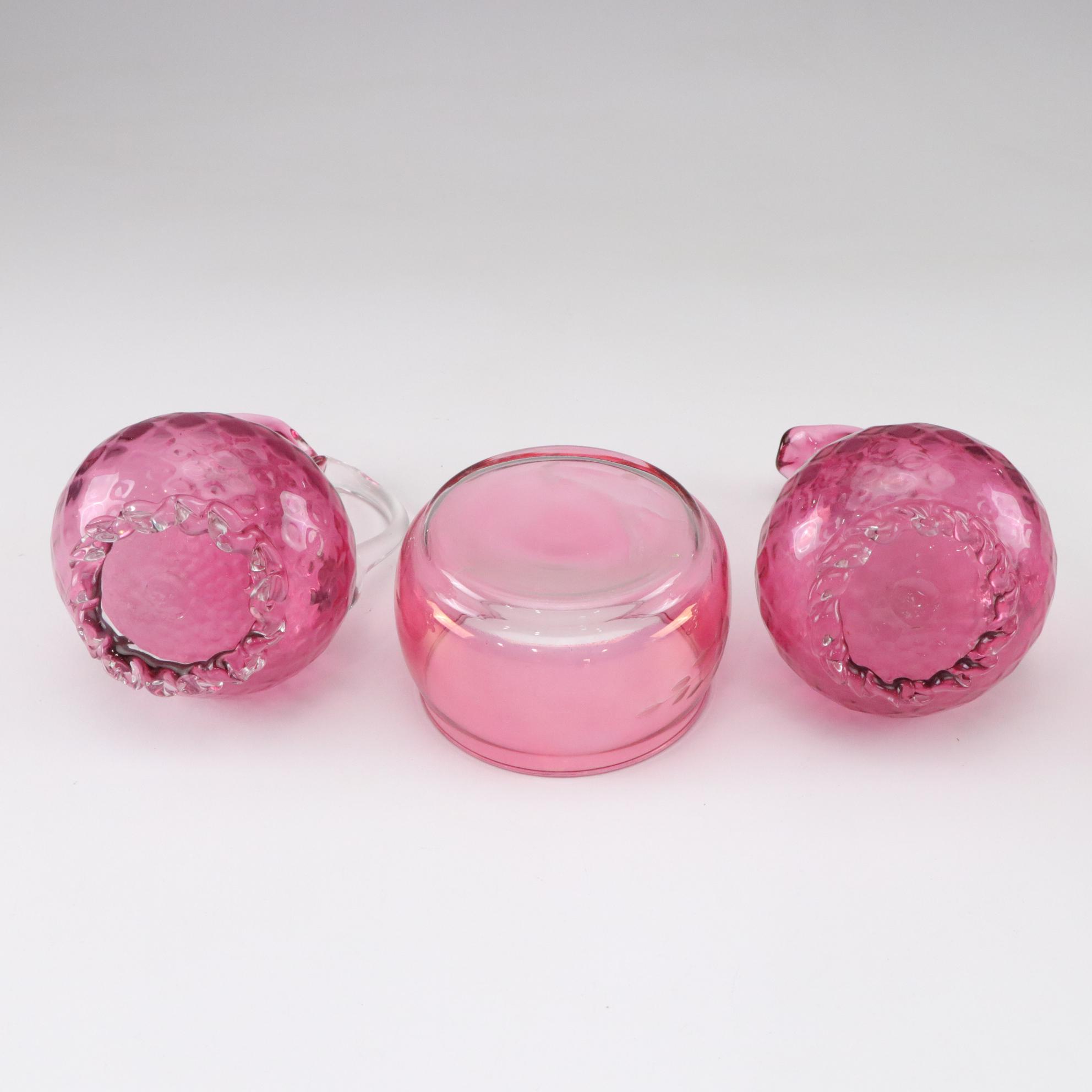 Hand-Painted Ruffle Pitcher with Fenton Cranberry Hobnail Candle and More