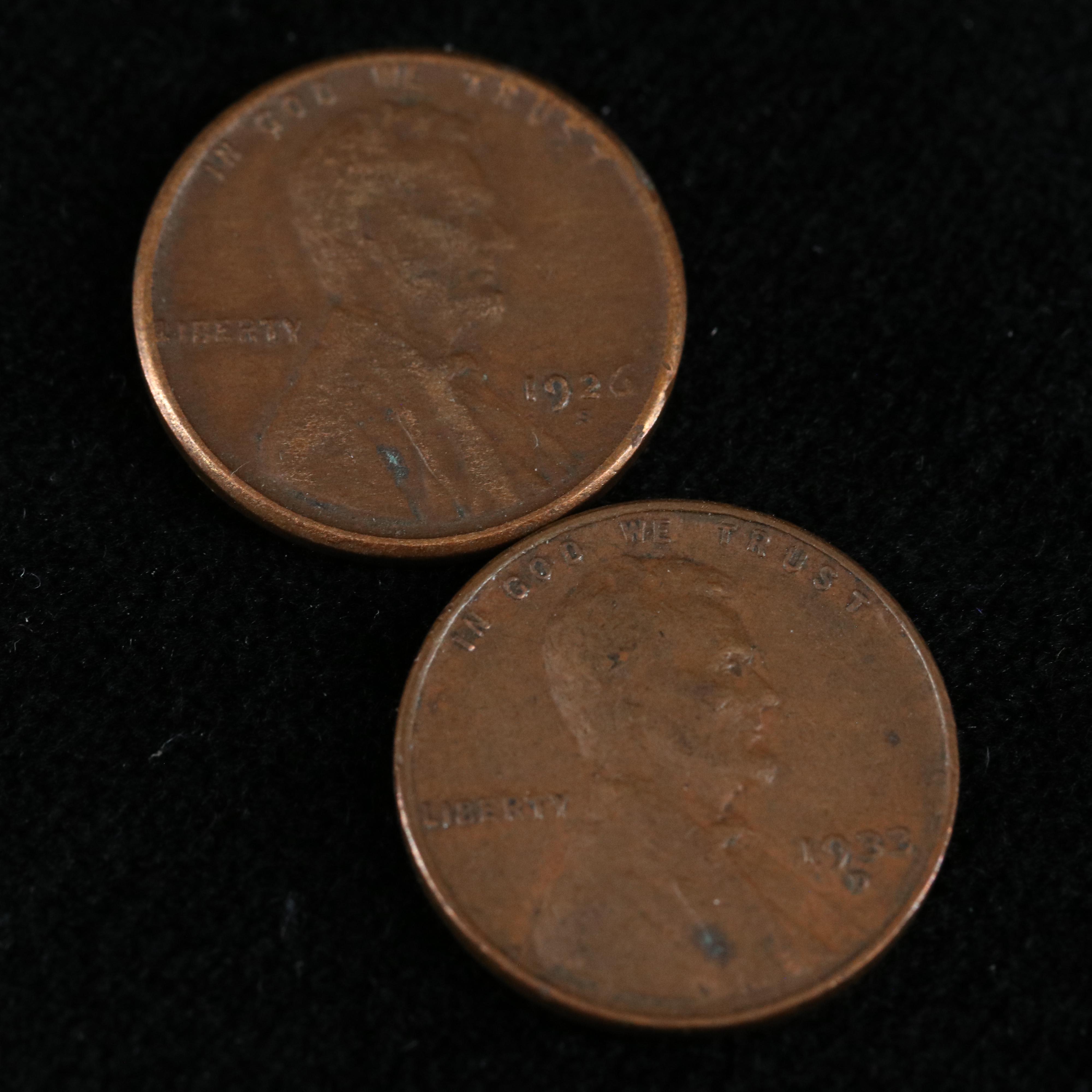 Six Early Date Lincoln Cents w/ S and D Mint Marks