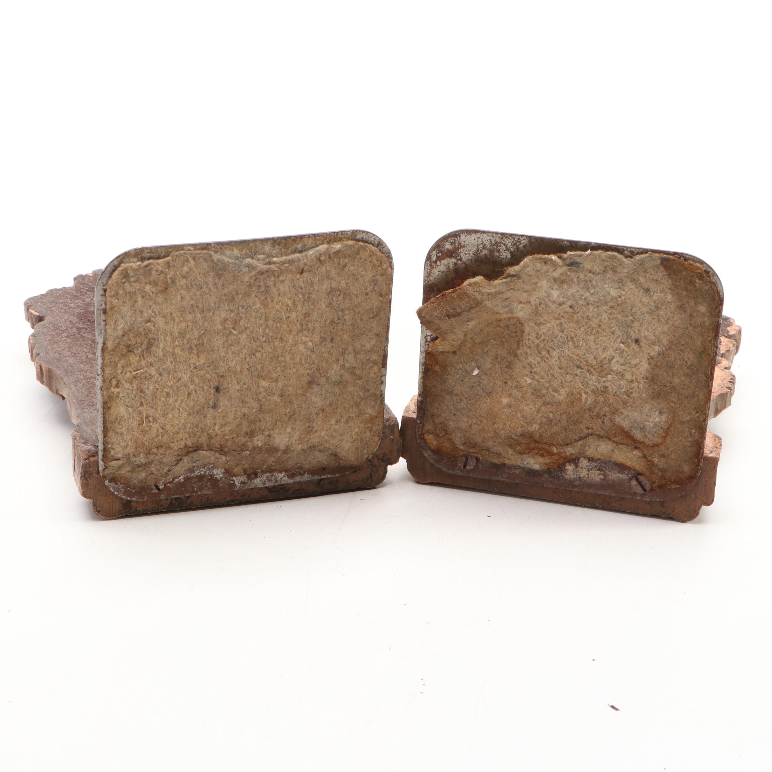 Faux Log Candle Pillars with Acorn Bookends and Bamboo Basket