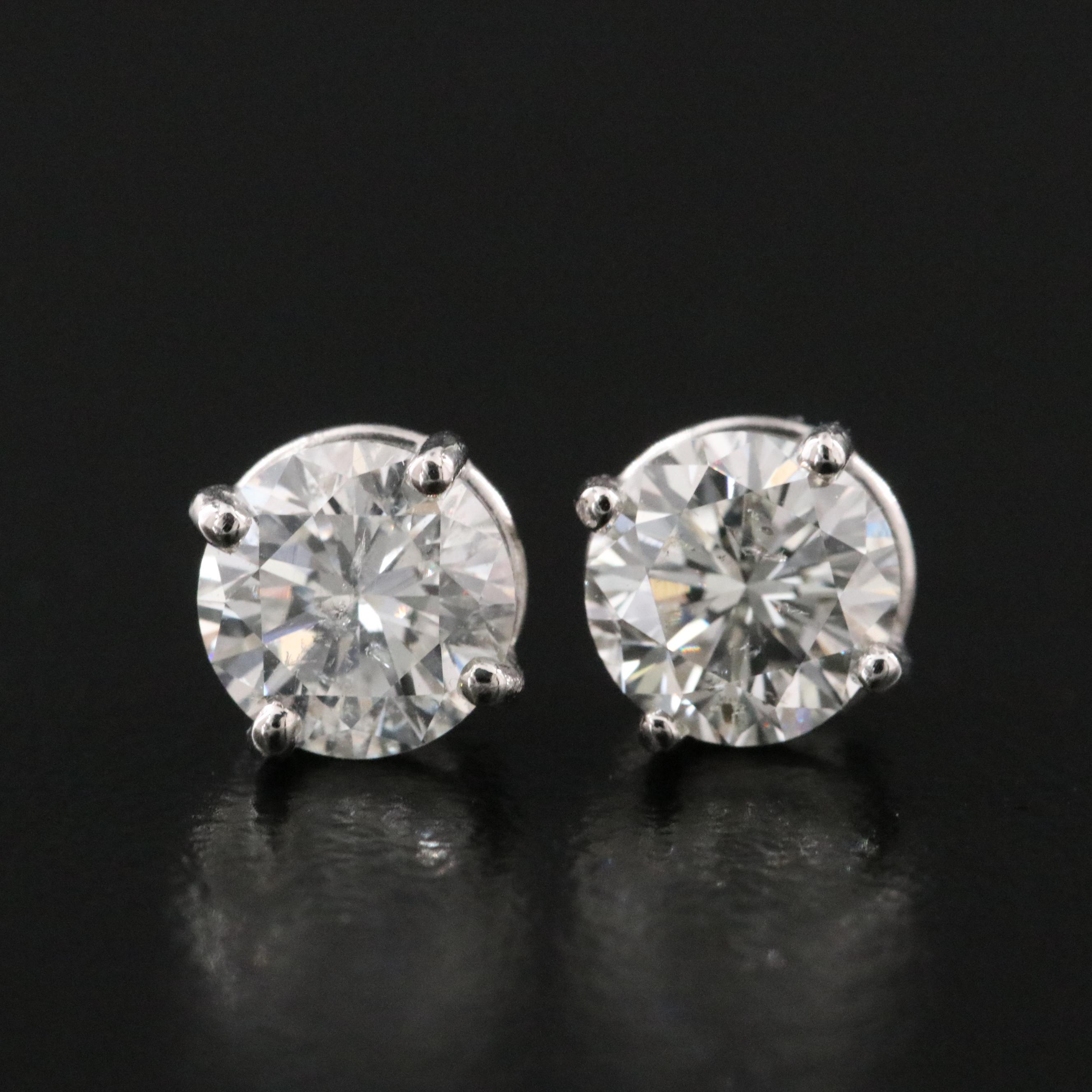 Platinum 1.85 CTW Diamond Stud Earrings with GIA eReports