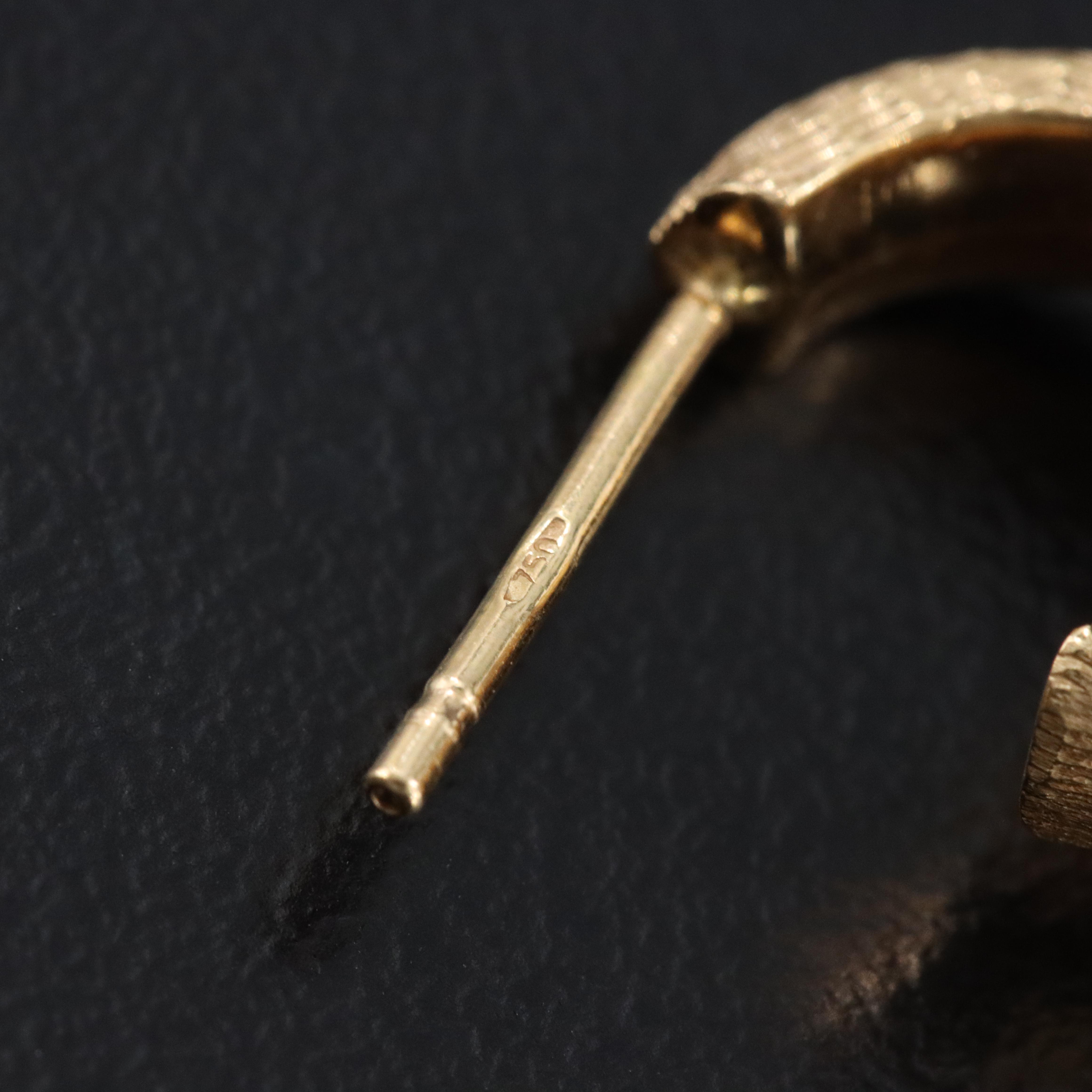 18K Textured J-Hoop Dangle Earrings