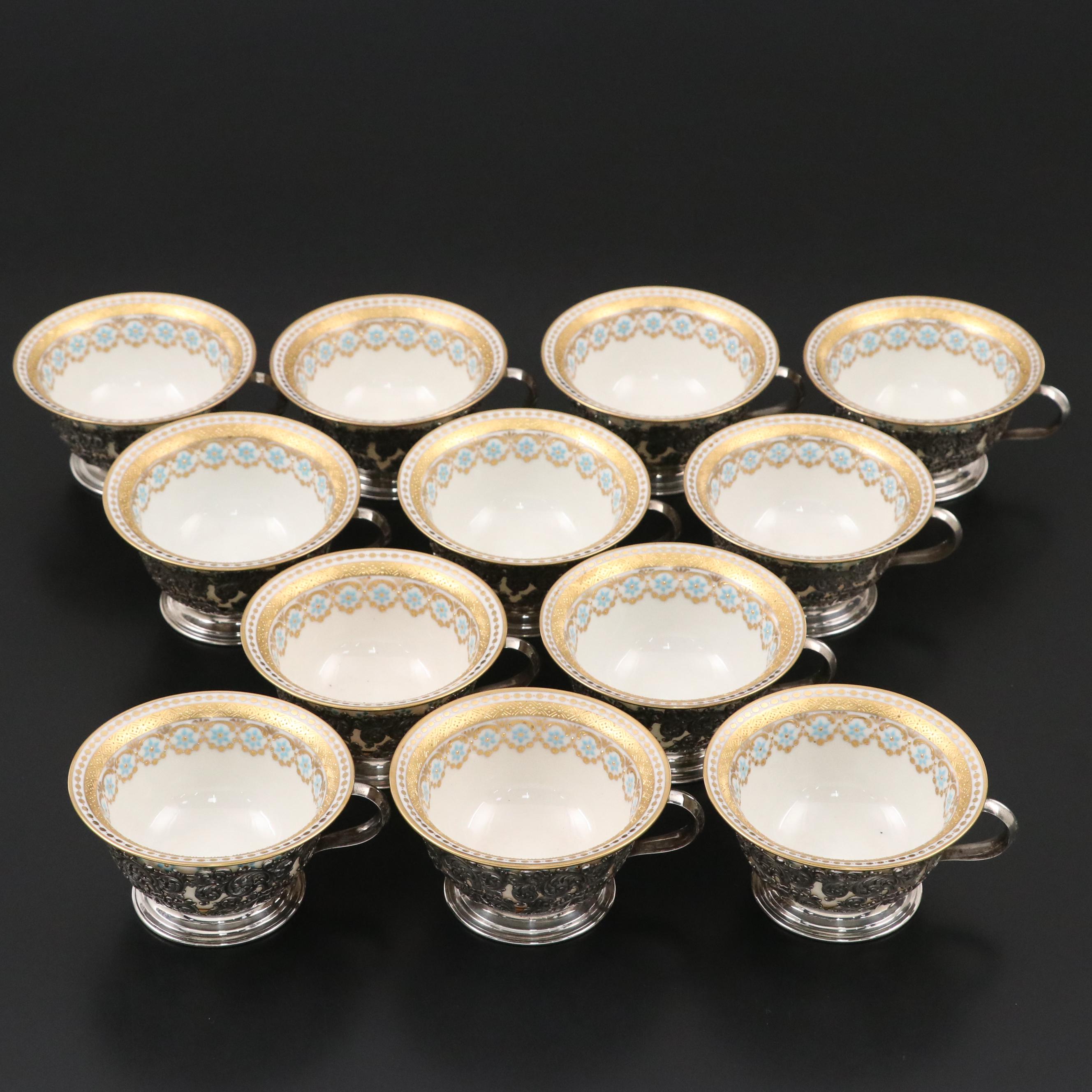 Tiffany & Co Sterling Silver Cups with Lenox Porcelain Liners, Early/Mid-20th C.