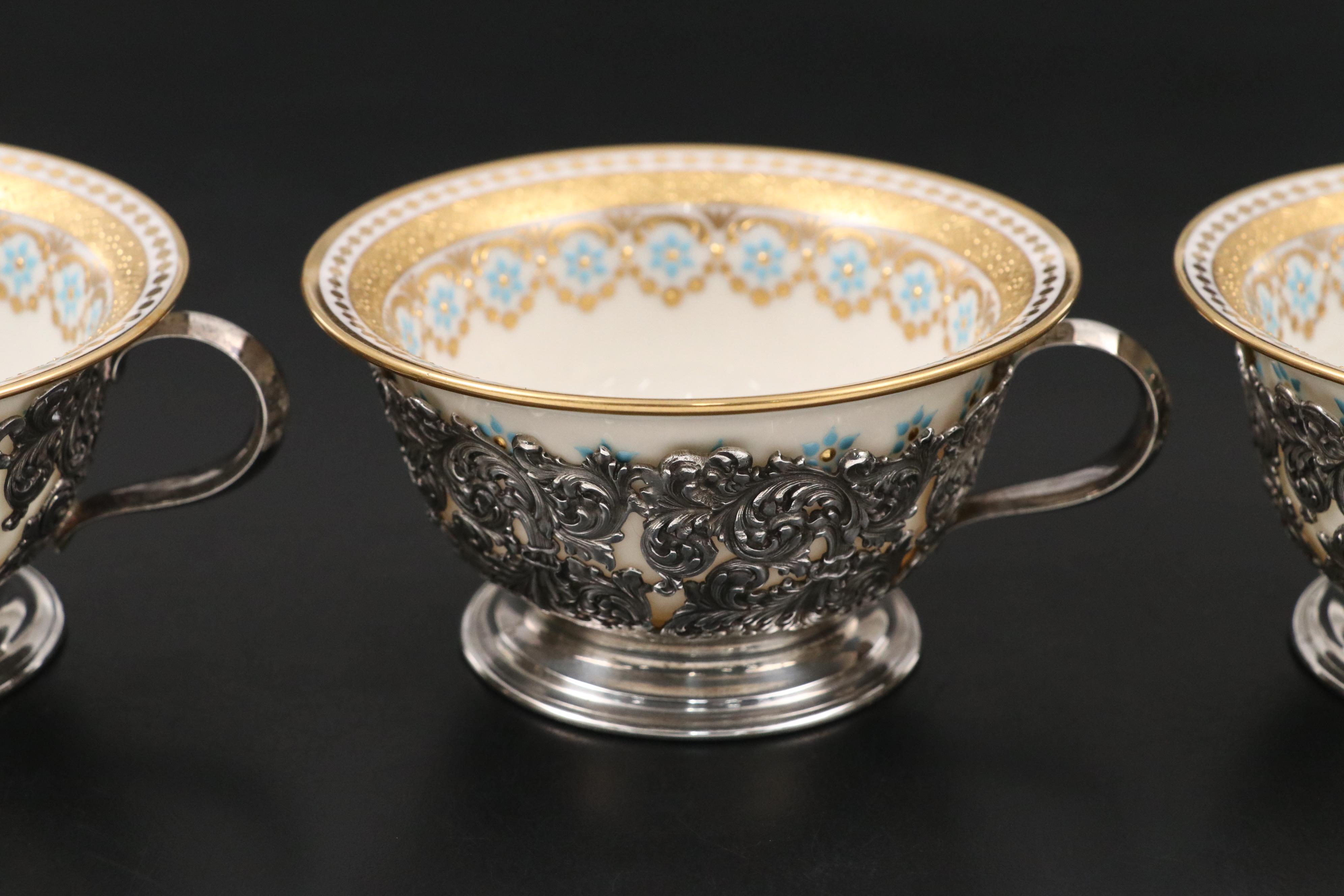 Tiffany & Co Sterling Silver Cups with Lenox Porcelain Liners, Early/Mid-20th C.