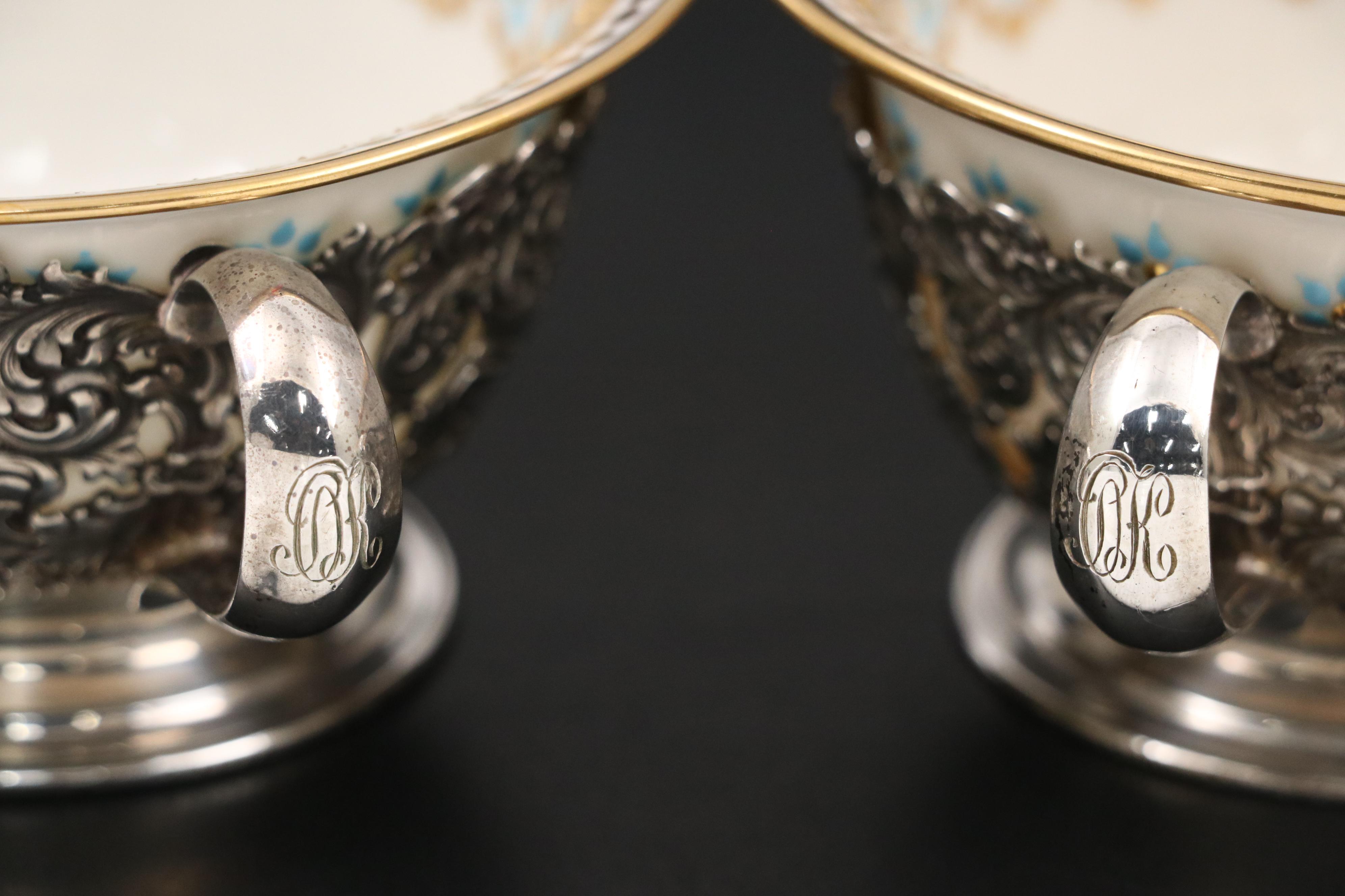Tiffany & Co Sterling Silver Cups with Lenox Porcelain Liners, Early/Mid-20th C.