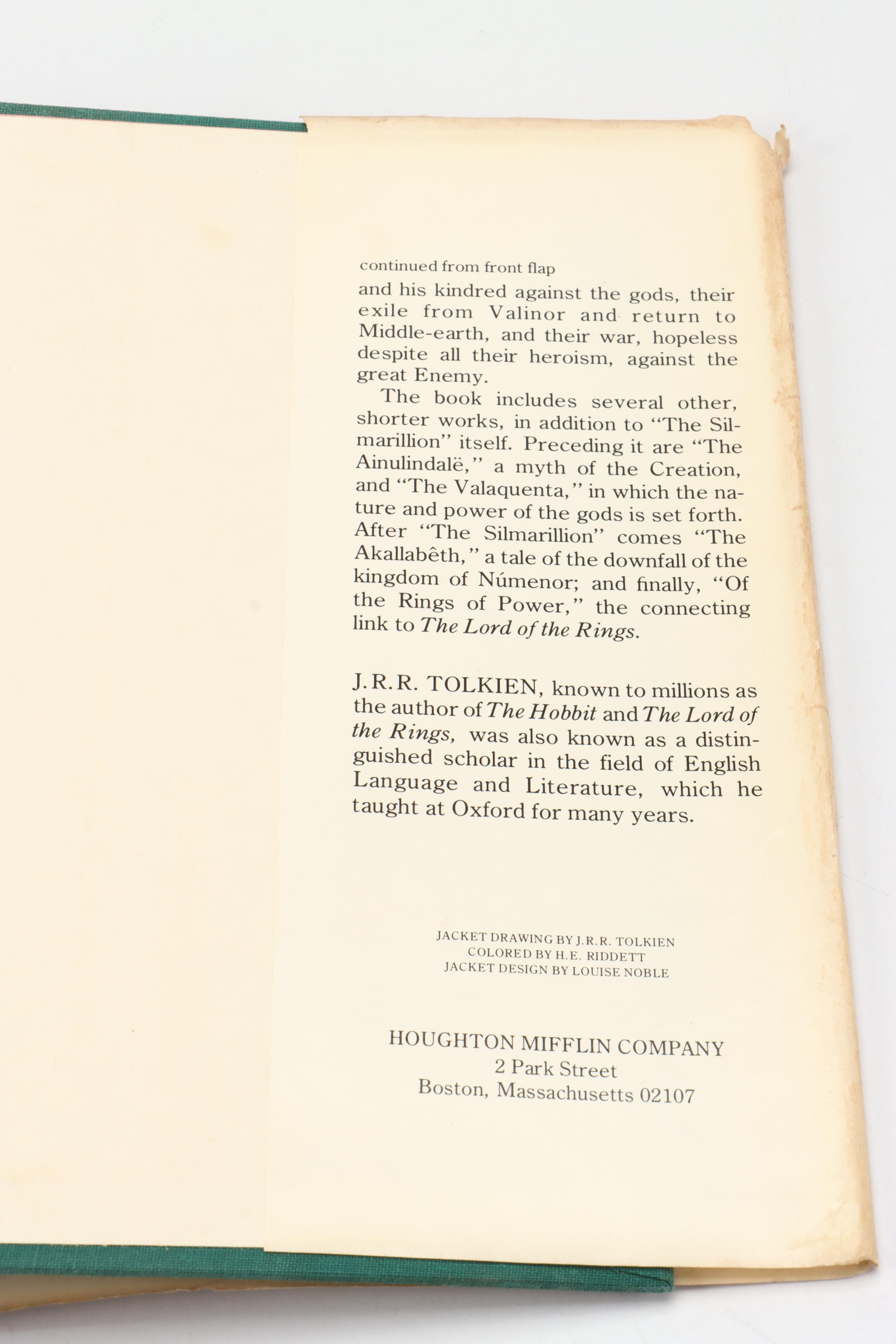 First American Printing "The Silmarillion" by J. R. R. Tolkien with Map, 1977