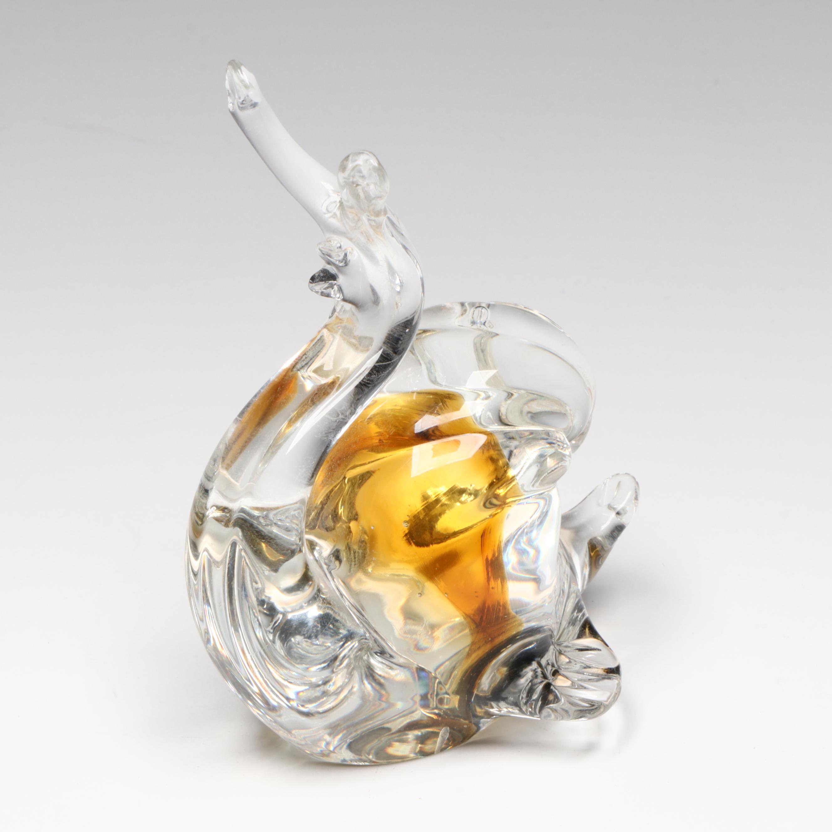 Swarovski Amethyst Crystal Butterfly Figurine with Glass Candy Dish and Snail