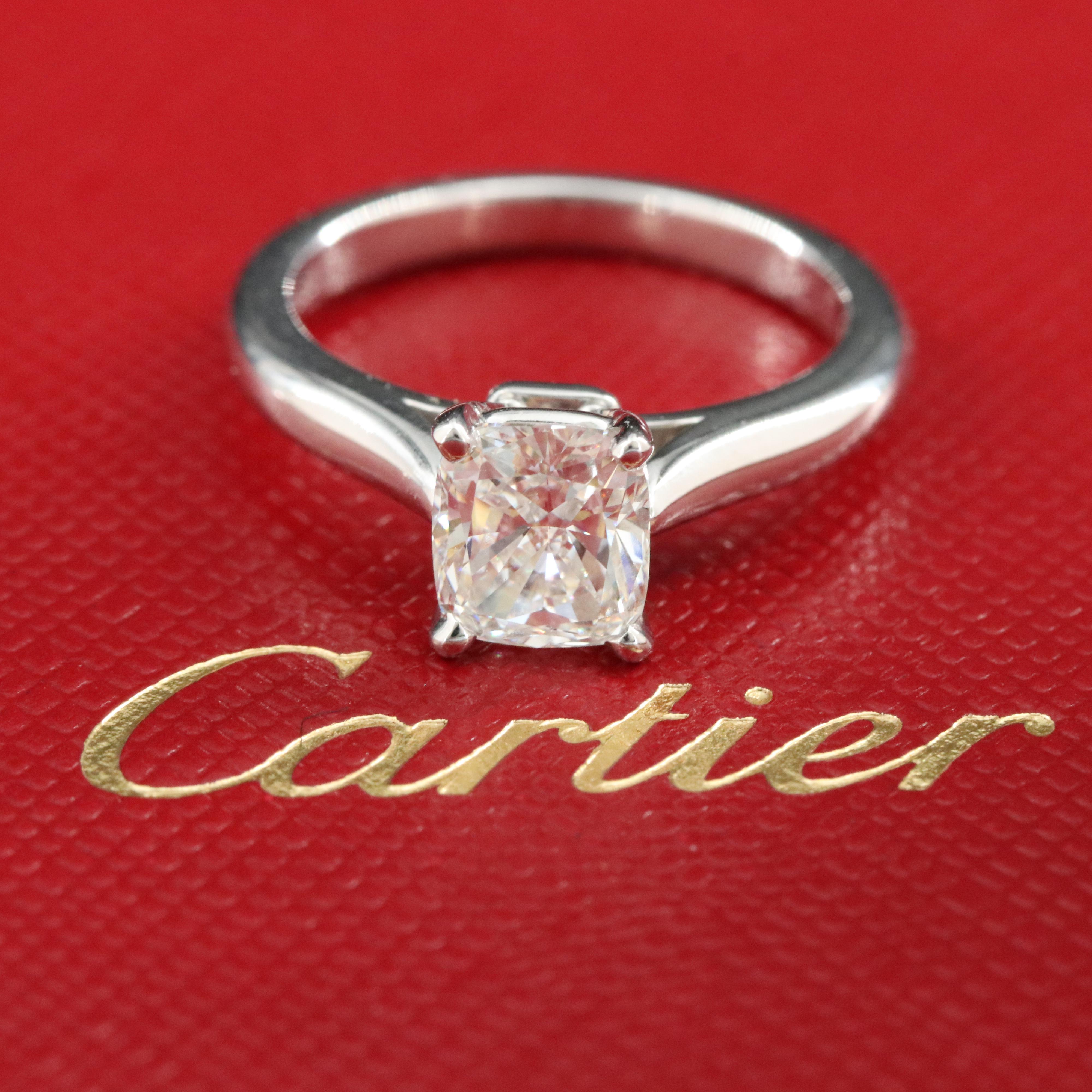 Cartier 1895 Platinum 1.01 CT Solitaire Ring with GIA Report