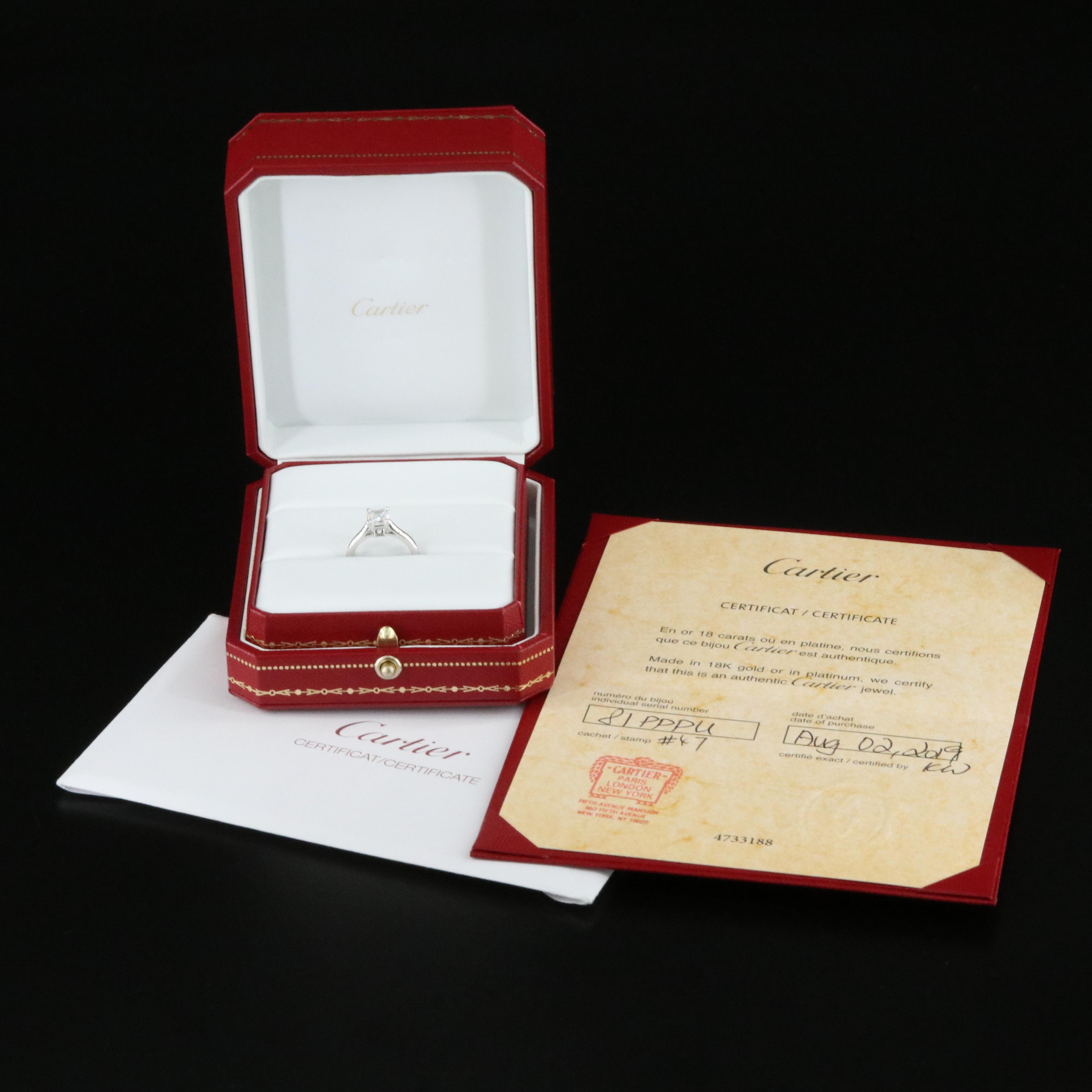 Cartier 1895 Platinum 1.01 CT Solitaire Ring with GIA Report