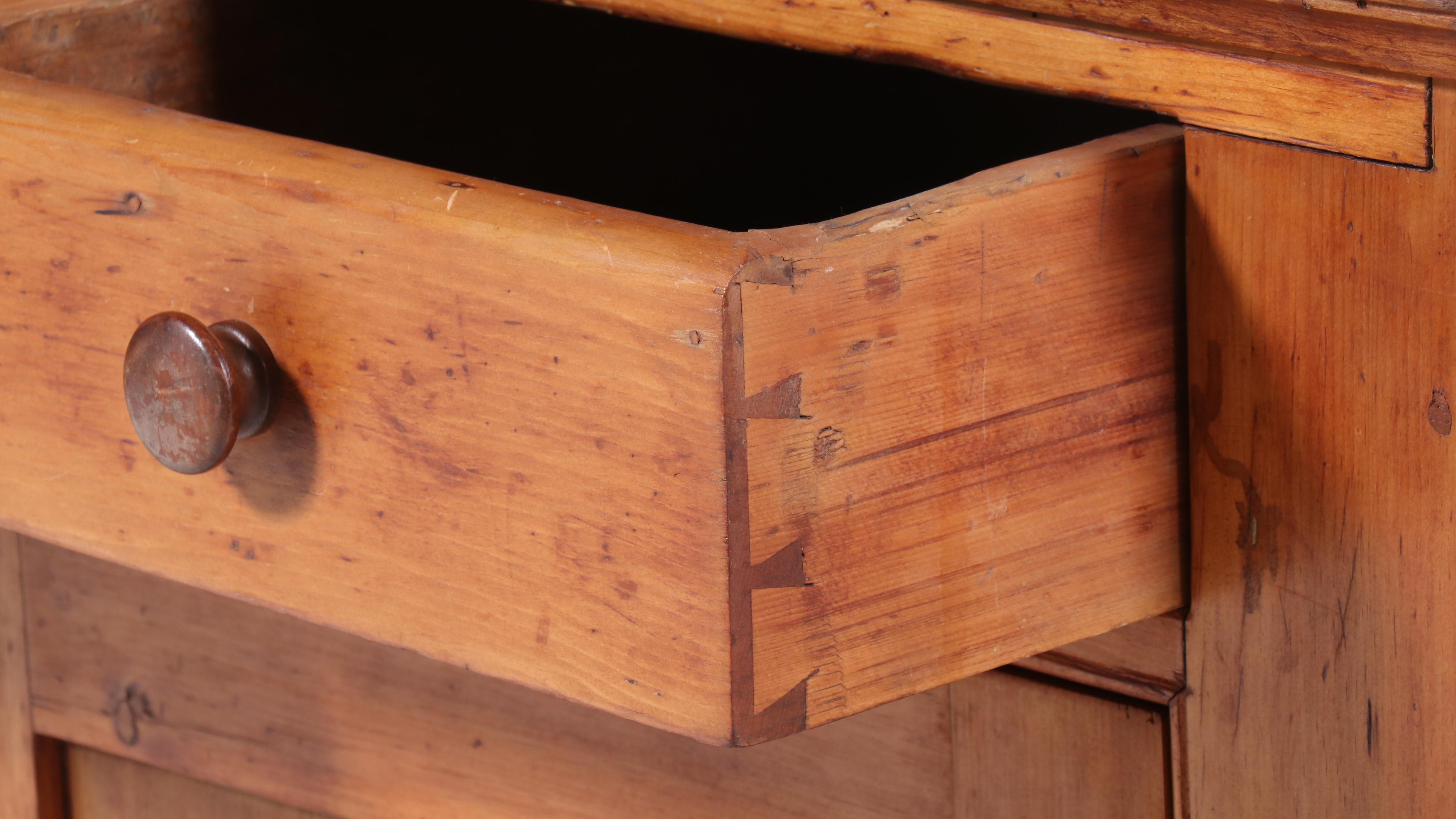 American Primitive Pine China Cabinet, 19th Century