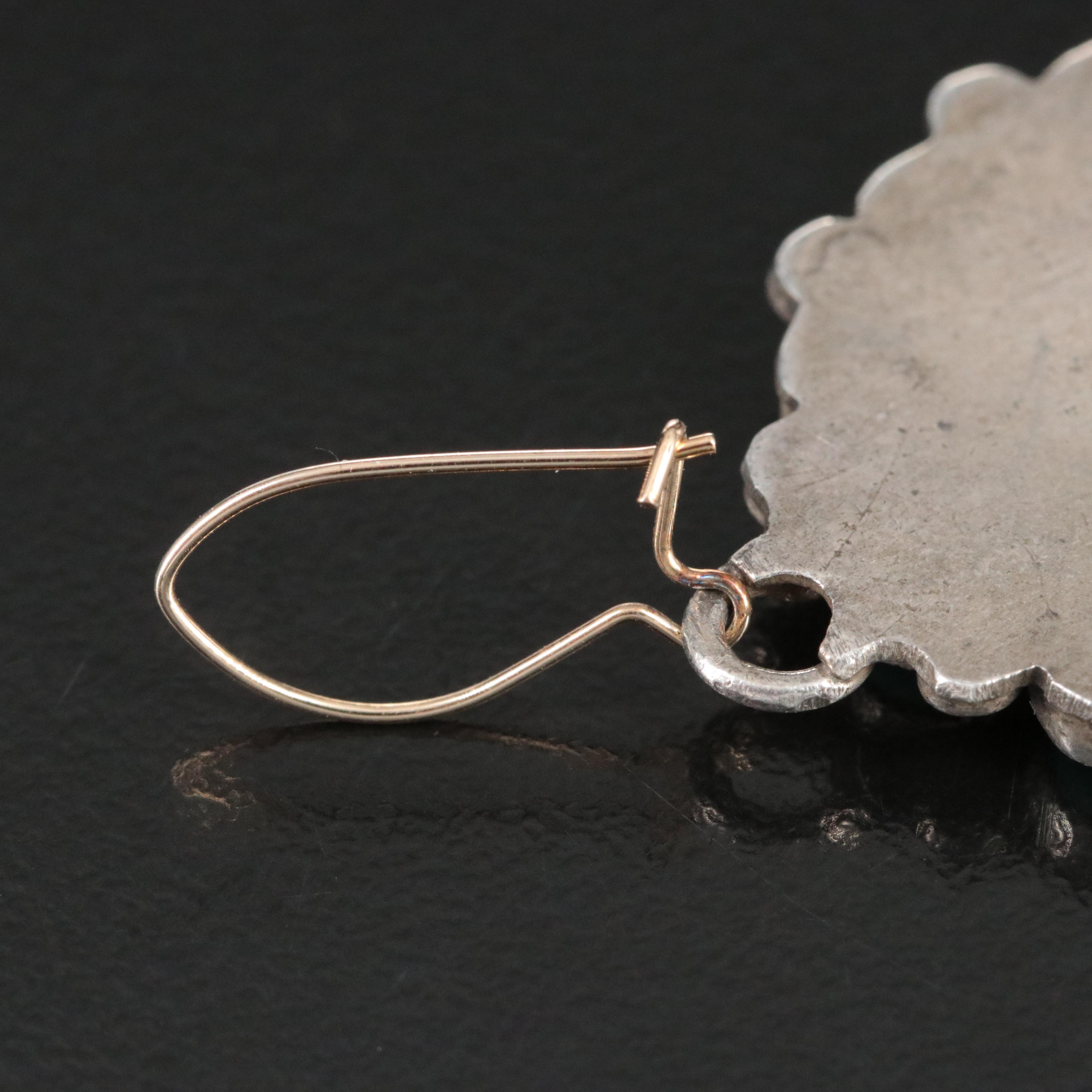 Southwestern Sterling Turquoise  Petit Point Earrings