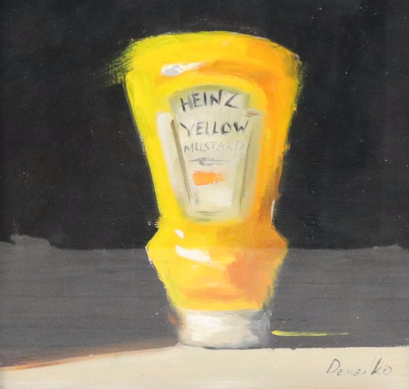 Natalia Demenko Still Life Oil Painting of Heinz Mustard, 21st Century