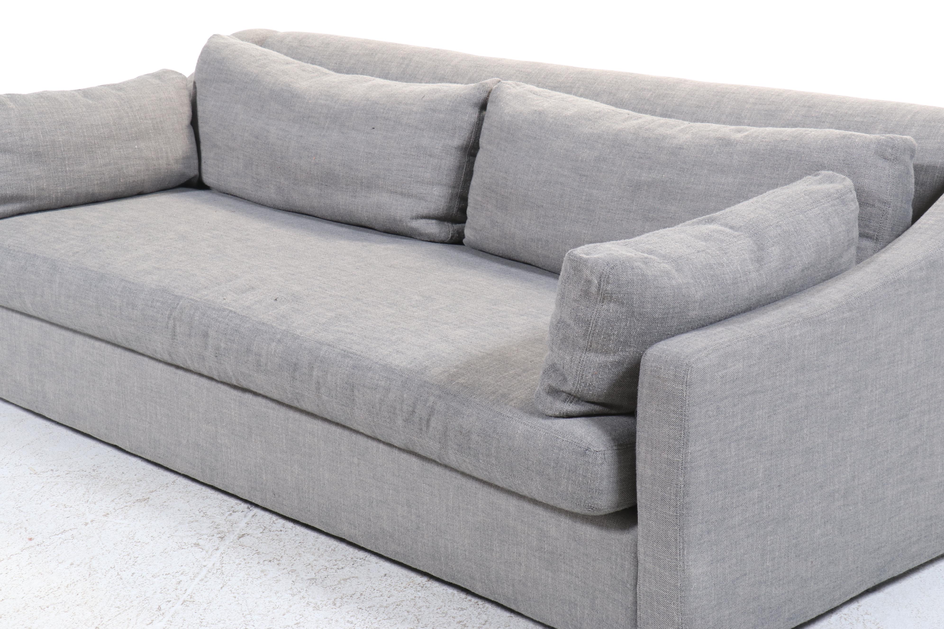 Restoration Hardware "Sylvie" Linen Upholstered Bench Cushion Sofa