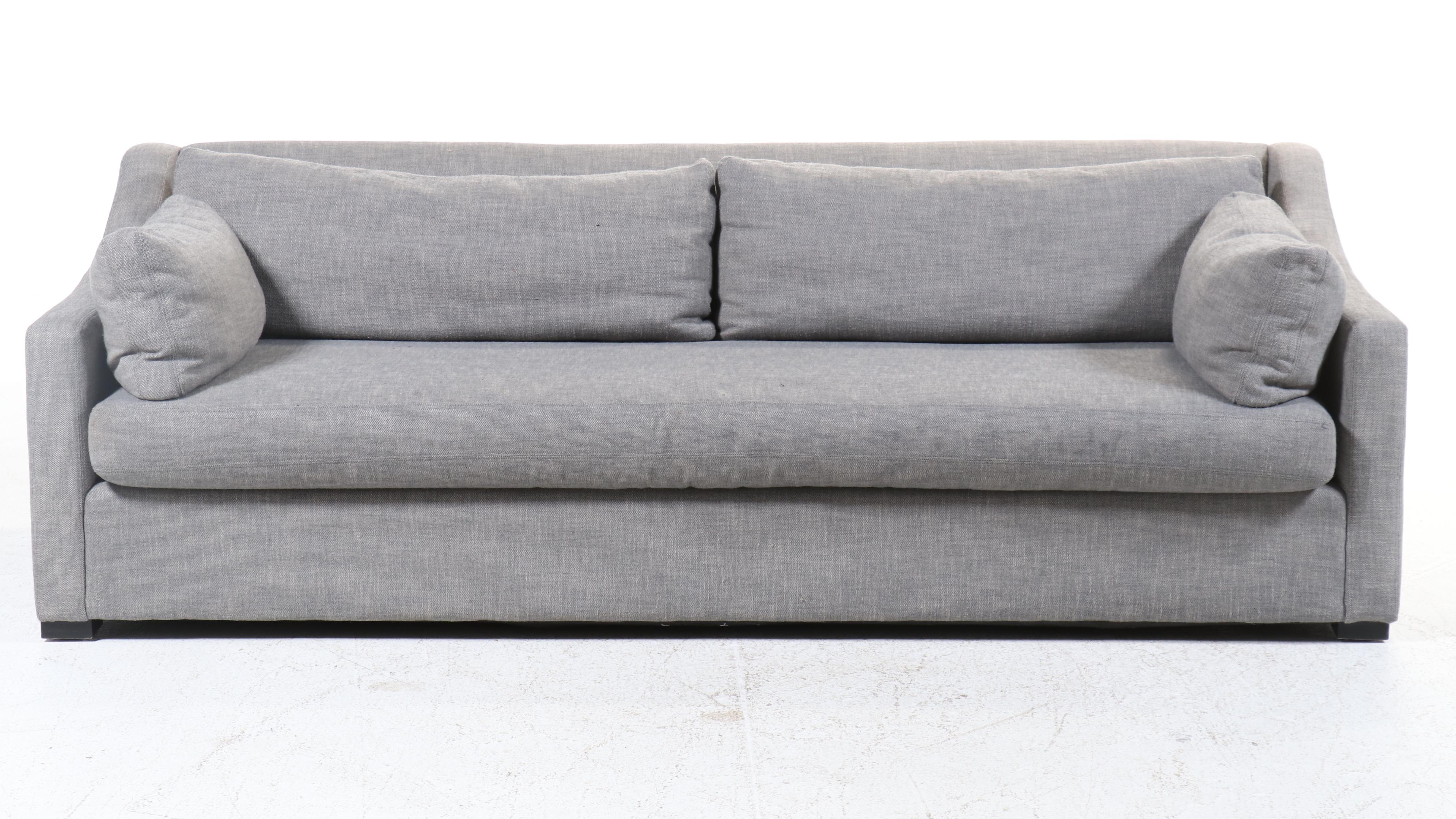 Restoration Hardware "Sylvie" Linen Upholstered Bench Cushion Sofa
