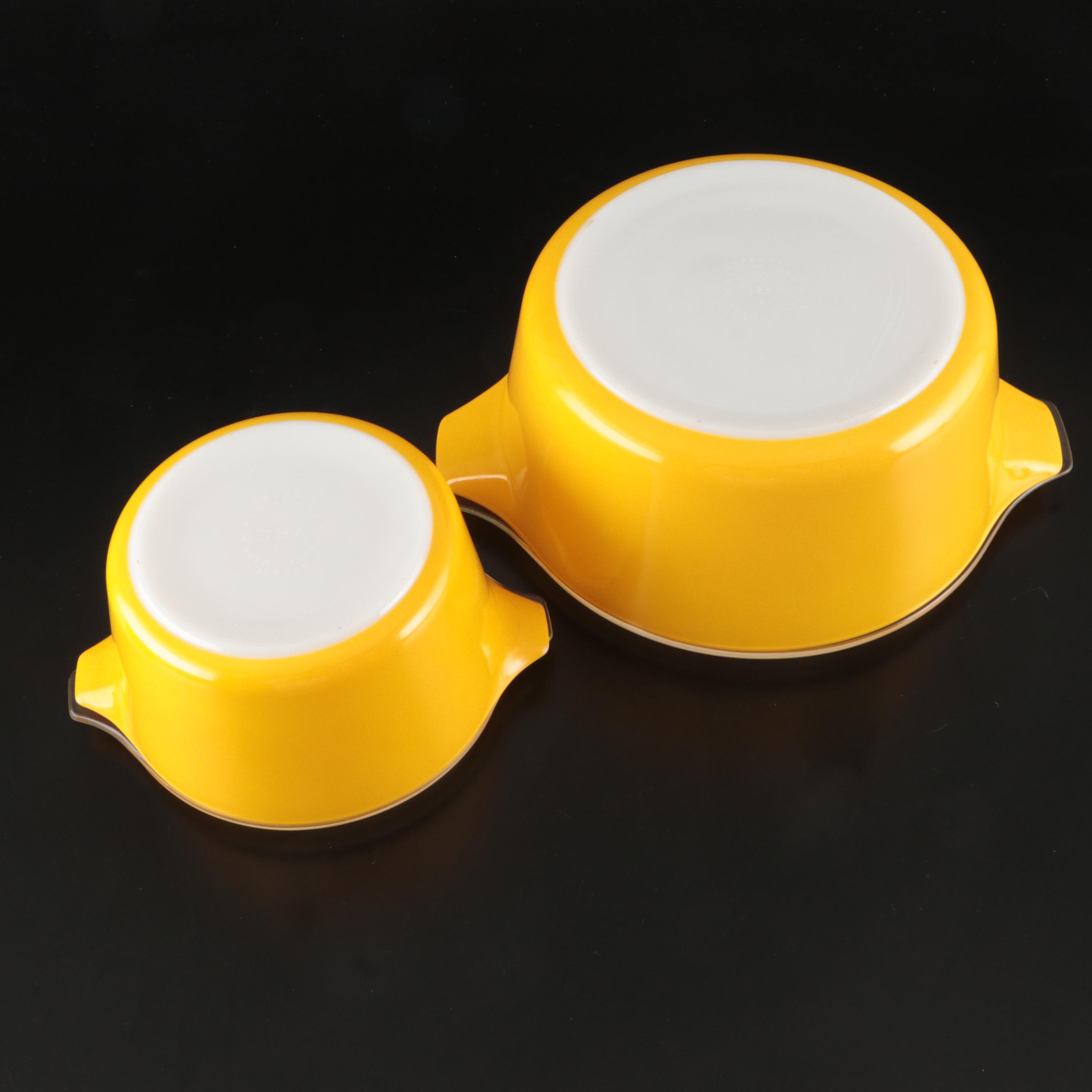 Pyrex "Daisy" Casserole Dishes with Le Creuset  Pate Terrine