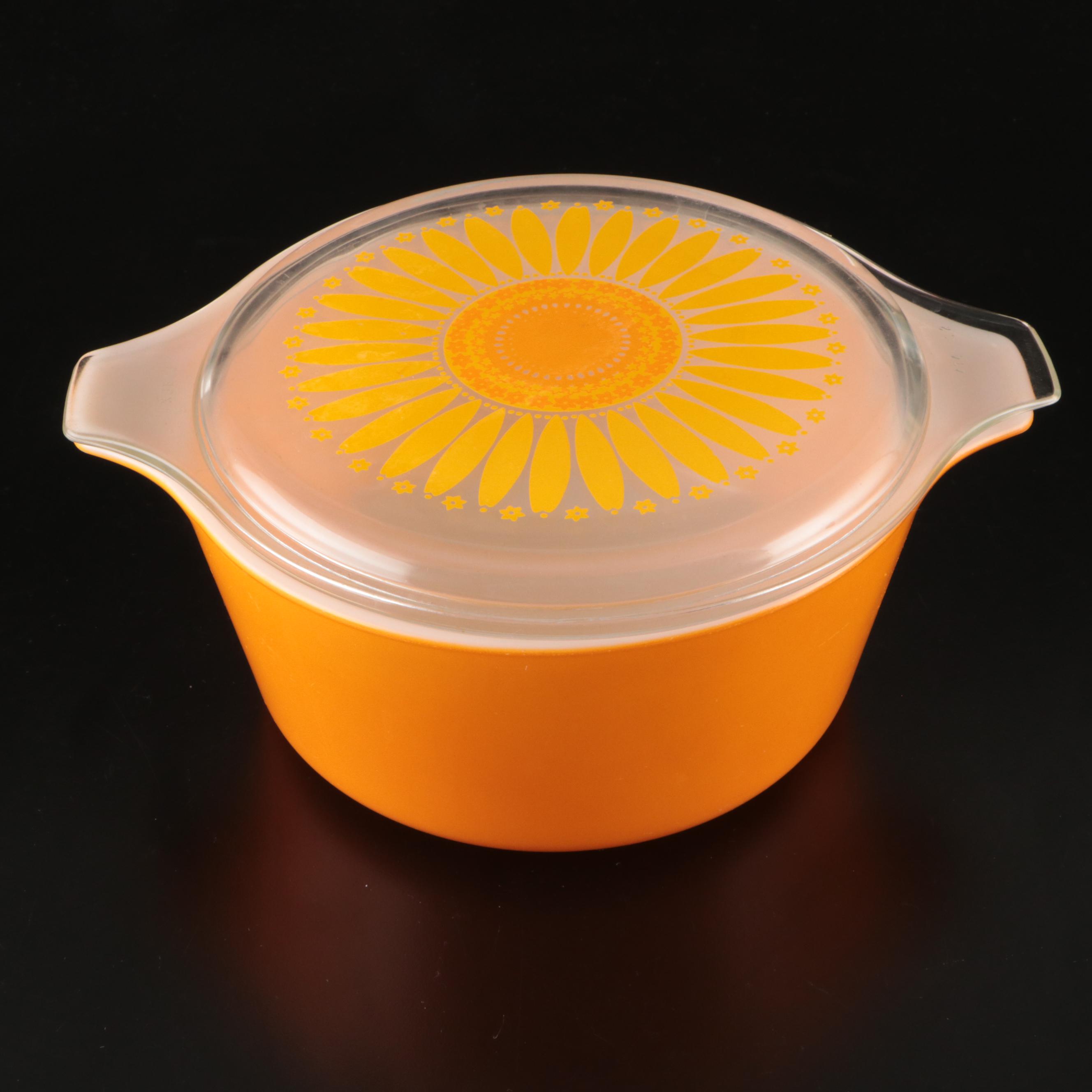 Pyrex "Daisy" Casserole Dishes with Le Creuset  Pate Terrine