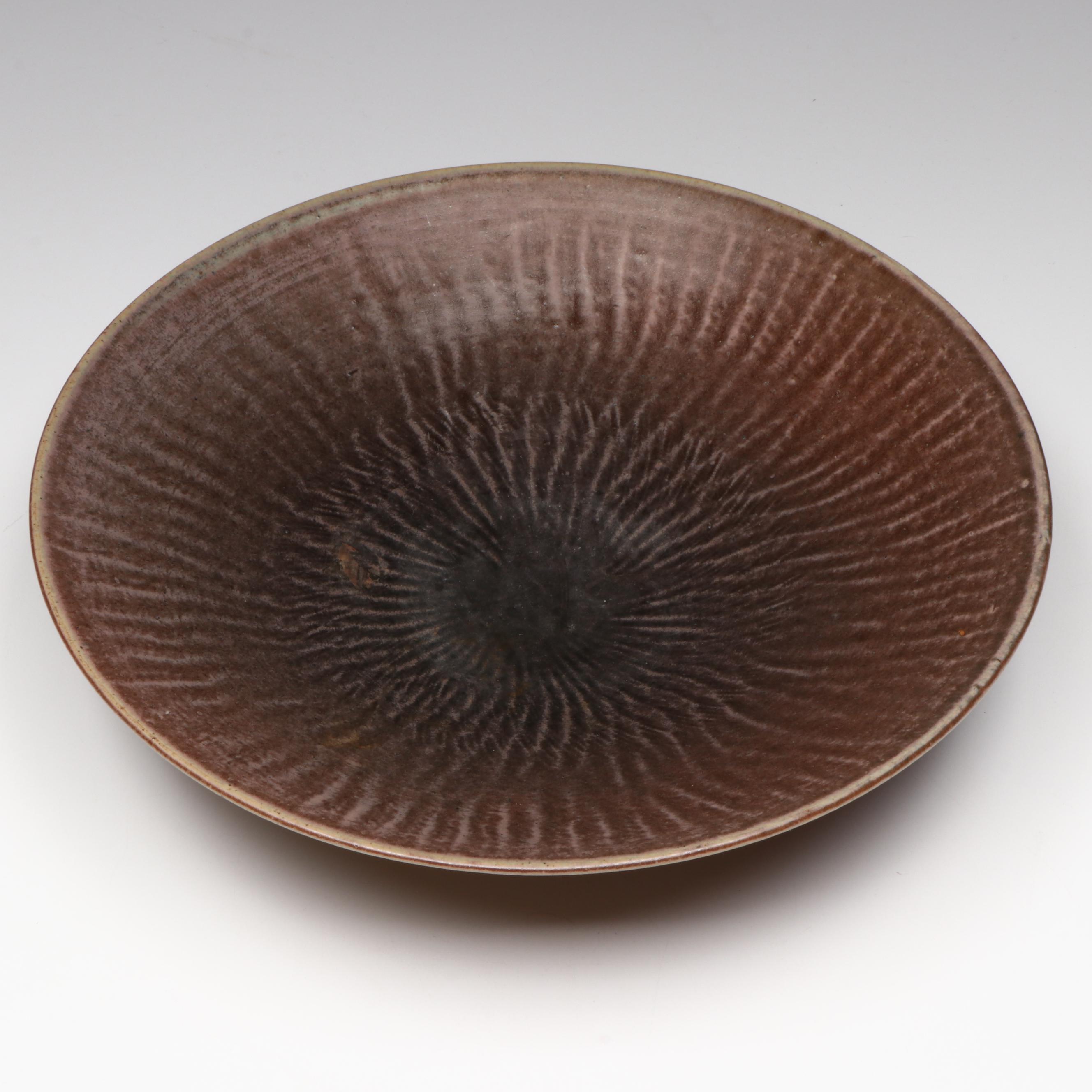 Vintage Yngve Blixt Swedish Mid Century Modern Höganäs Footed Bowl, 1957
