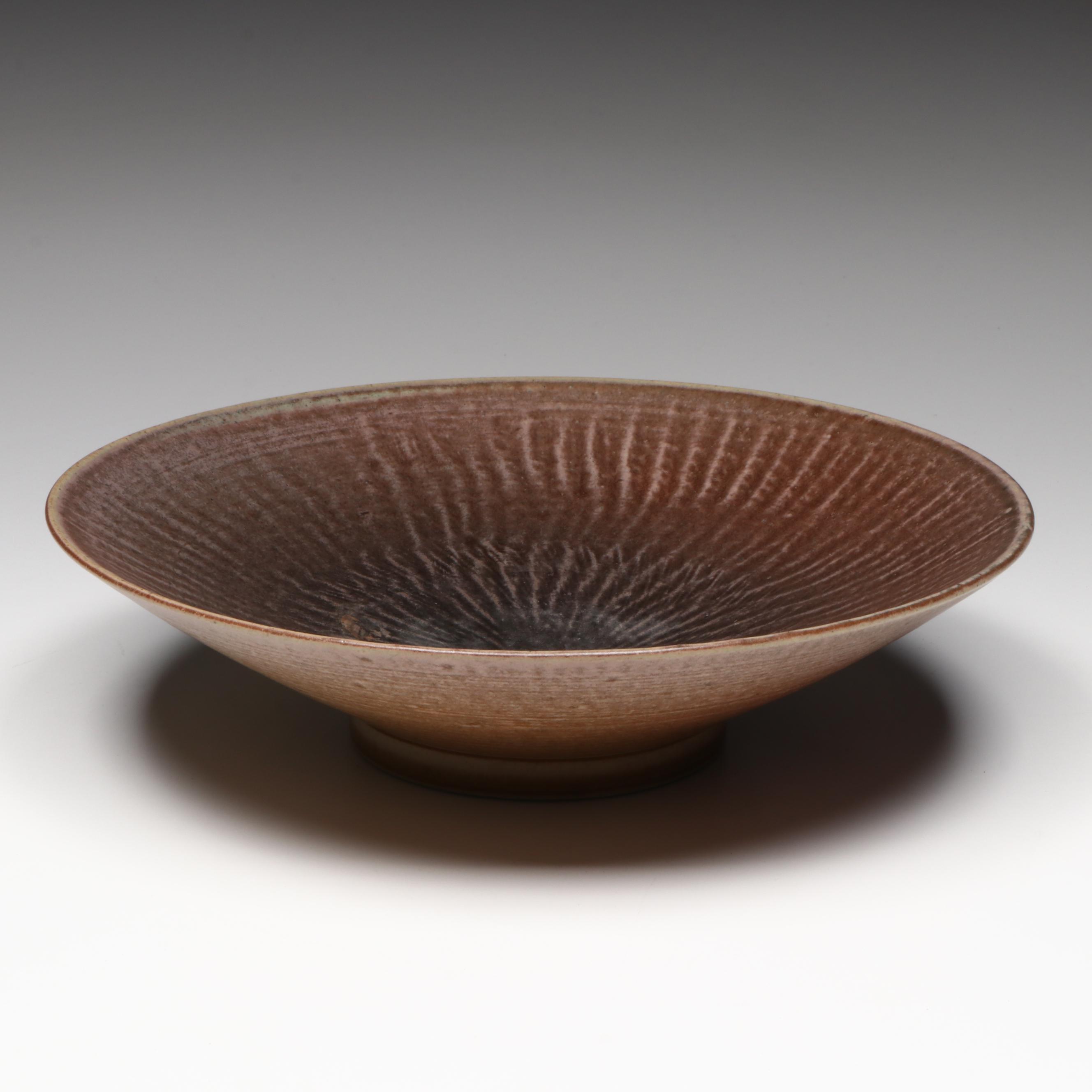 Vintage Yngve Blixt Swedish Mid Century Modern Höganäs Footed Bowl, 1957