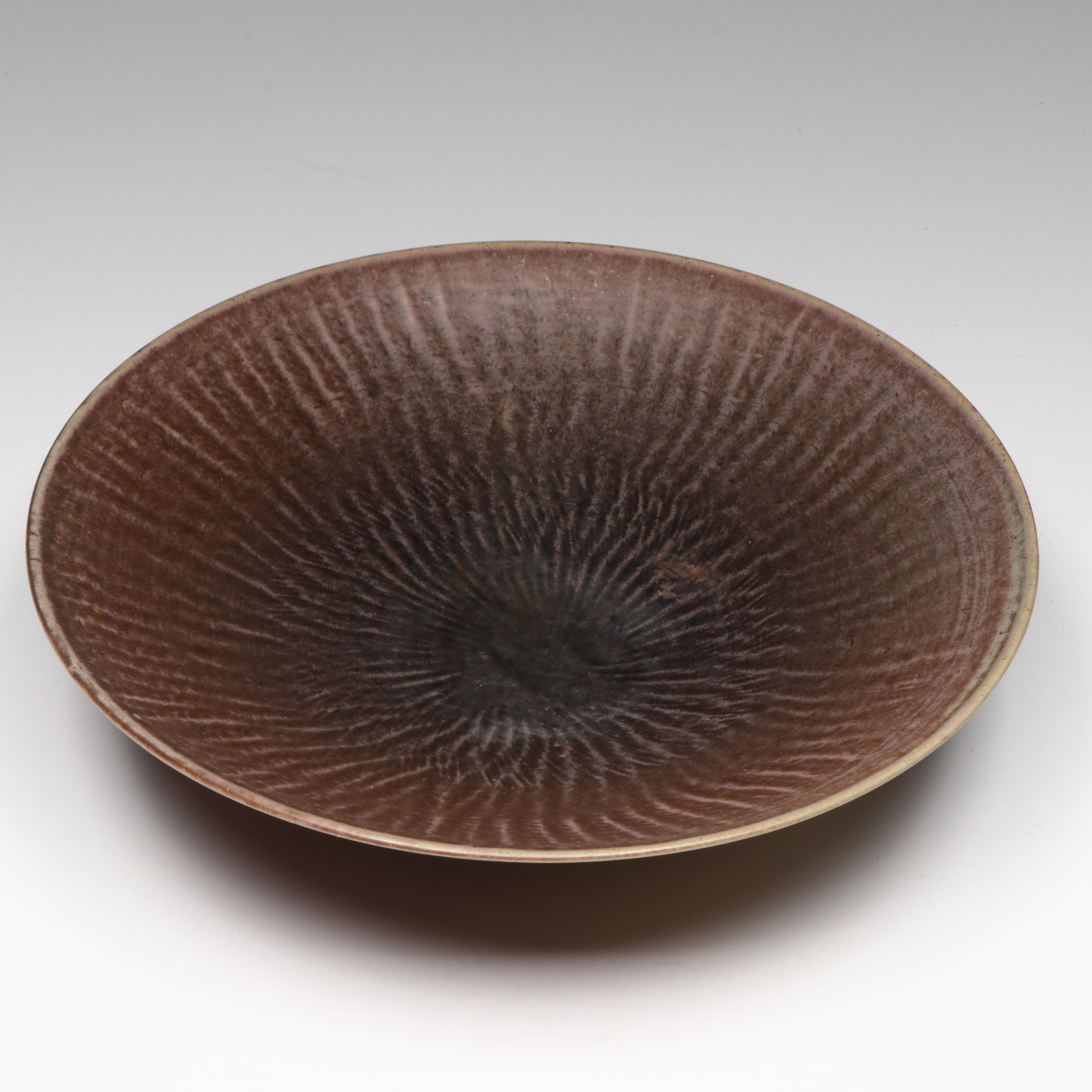 Vintage Yngve Blixt Swedish Mid Century Modern Höganäs Footed Bowl, 1957