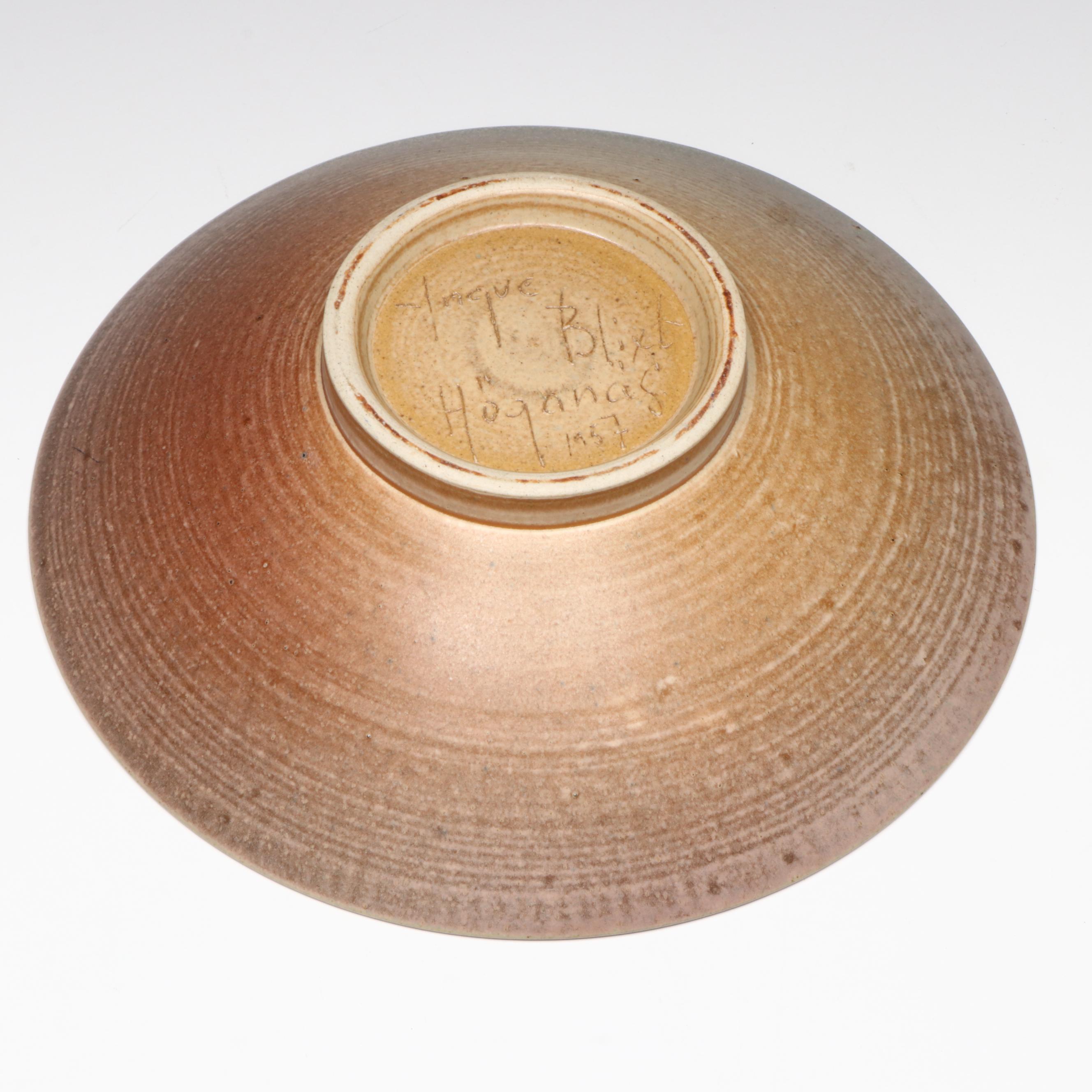 Vintage Yngve Blixt Swedish Mid Century Modern Höganäs Footed Bowl, 1957