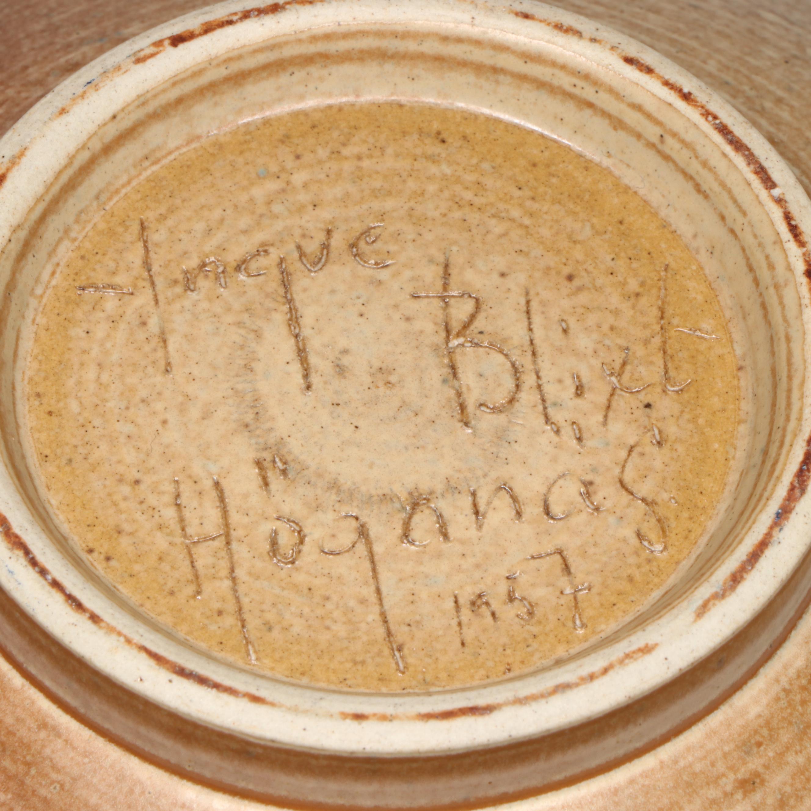 Vintage Yngve Blixt Swedish Mid Century Modern Höganäs Footed Bowl, 1957