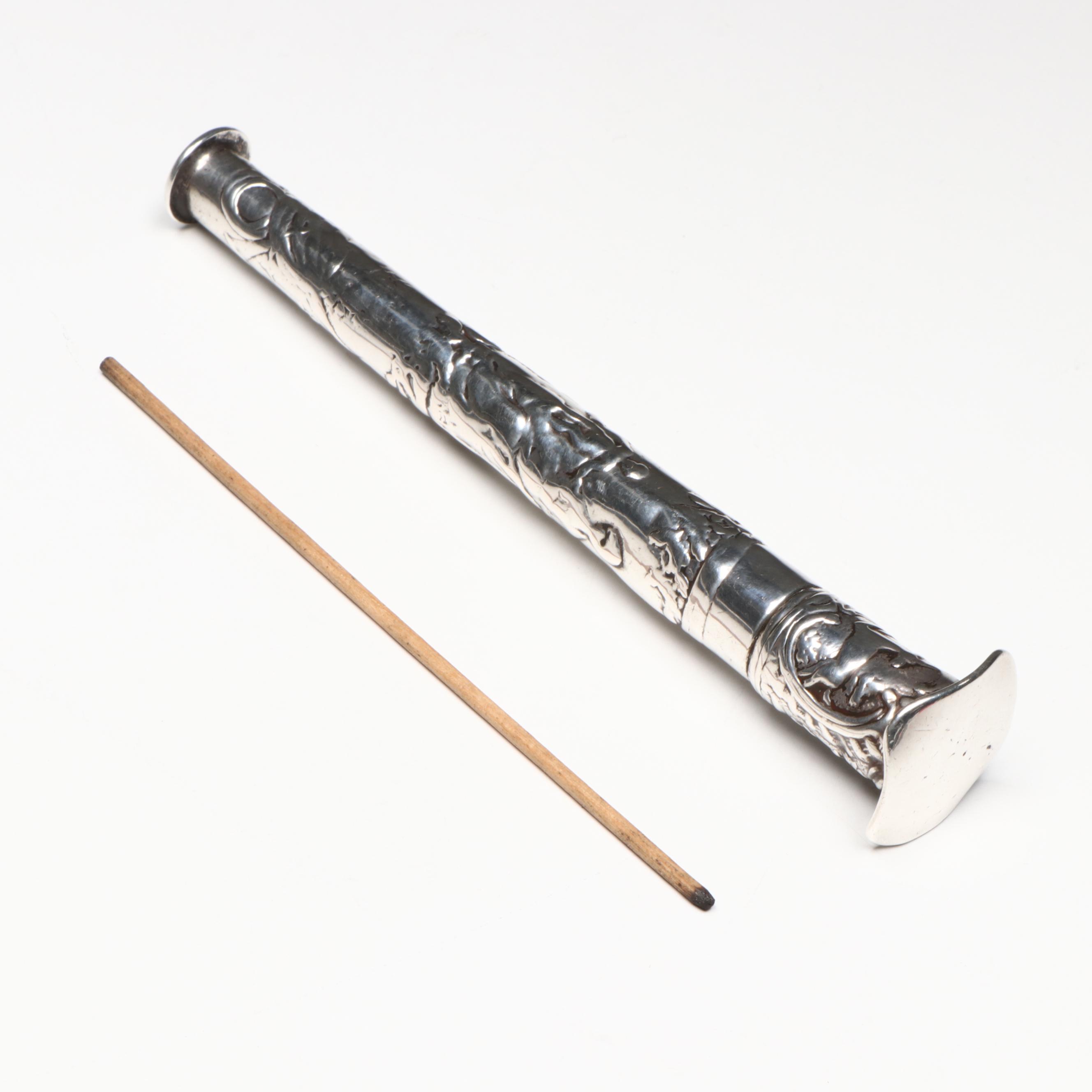 Antique Dutch Silver Needle / Match Case with Sterling Silver Vanity Items