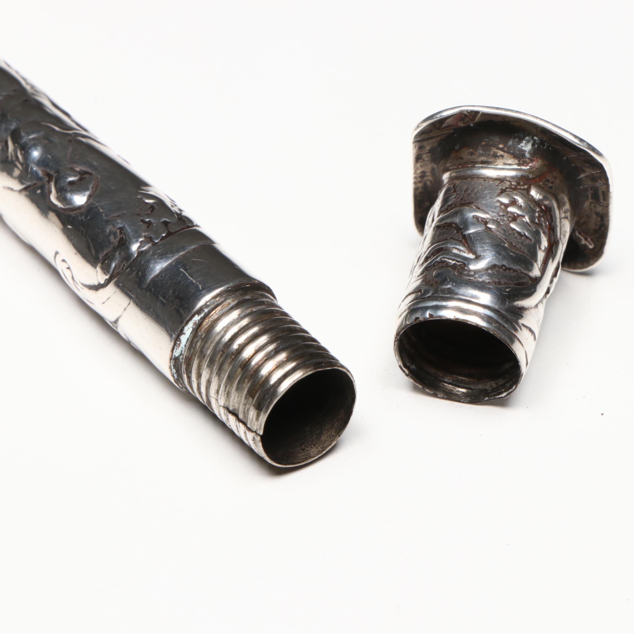 Antique Dutch Silver Needle / Match Case with Sterling Silver Vanity Items