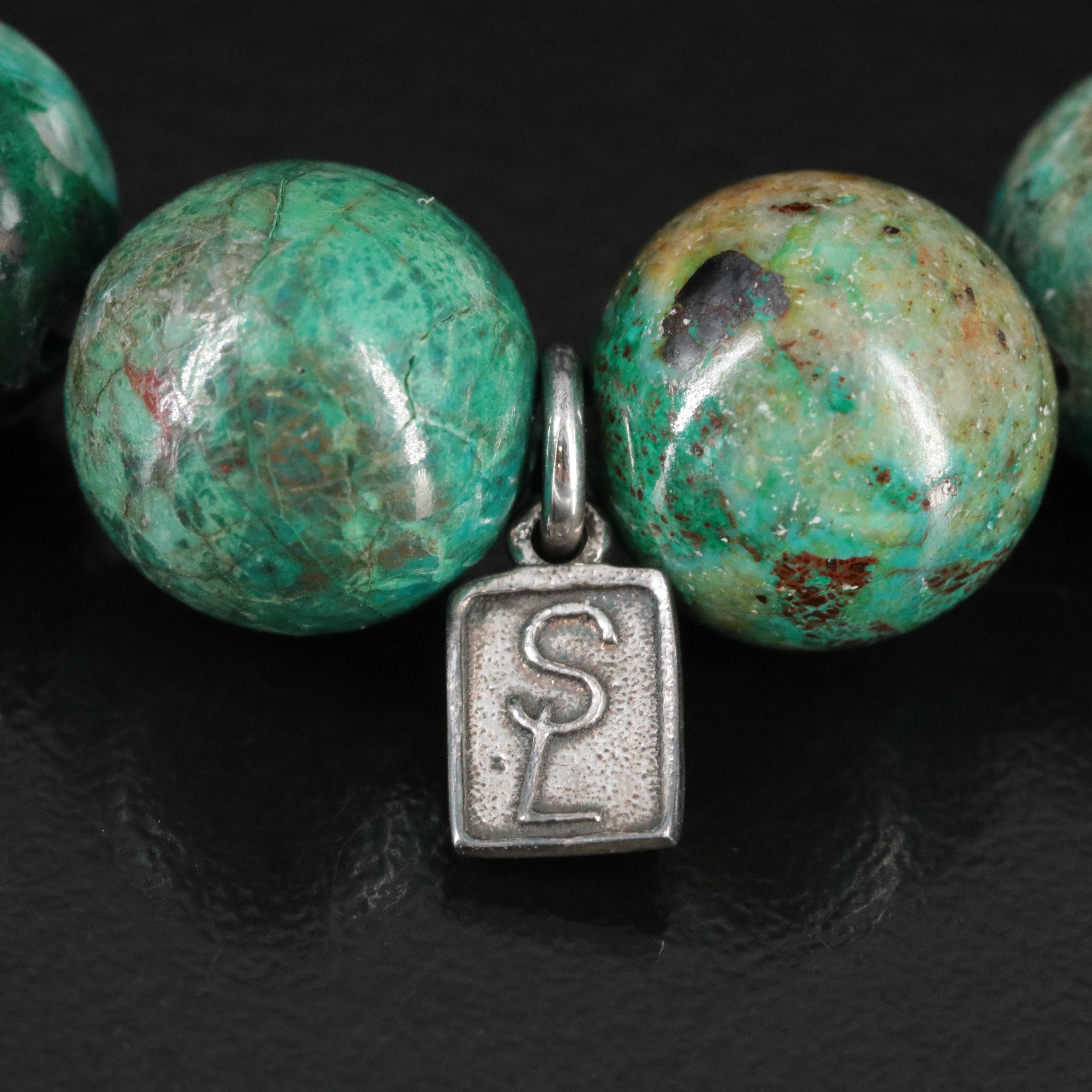 Sheryl Lowe Sterling Chrysacolla and Diamond Bracelet