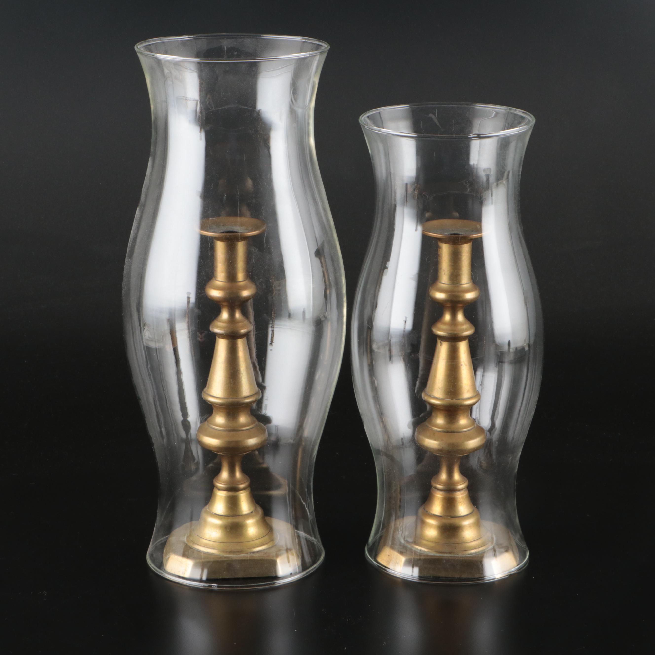 Baldwin, VMC & English Brass Candlesticks, Chamberstick & Hurricanes