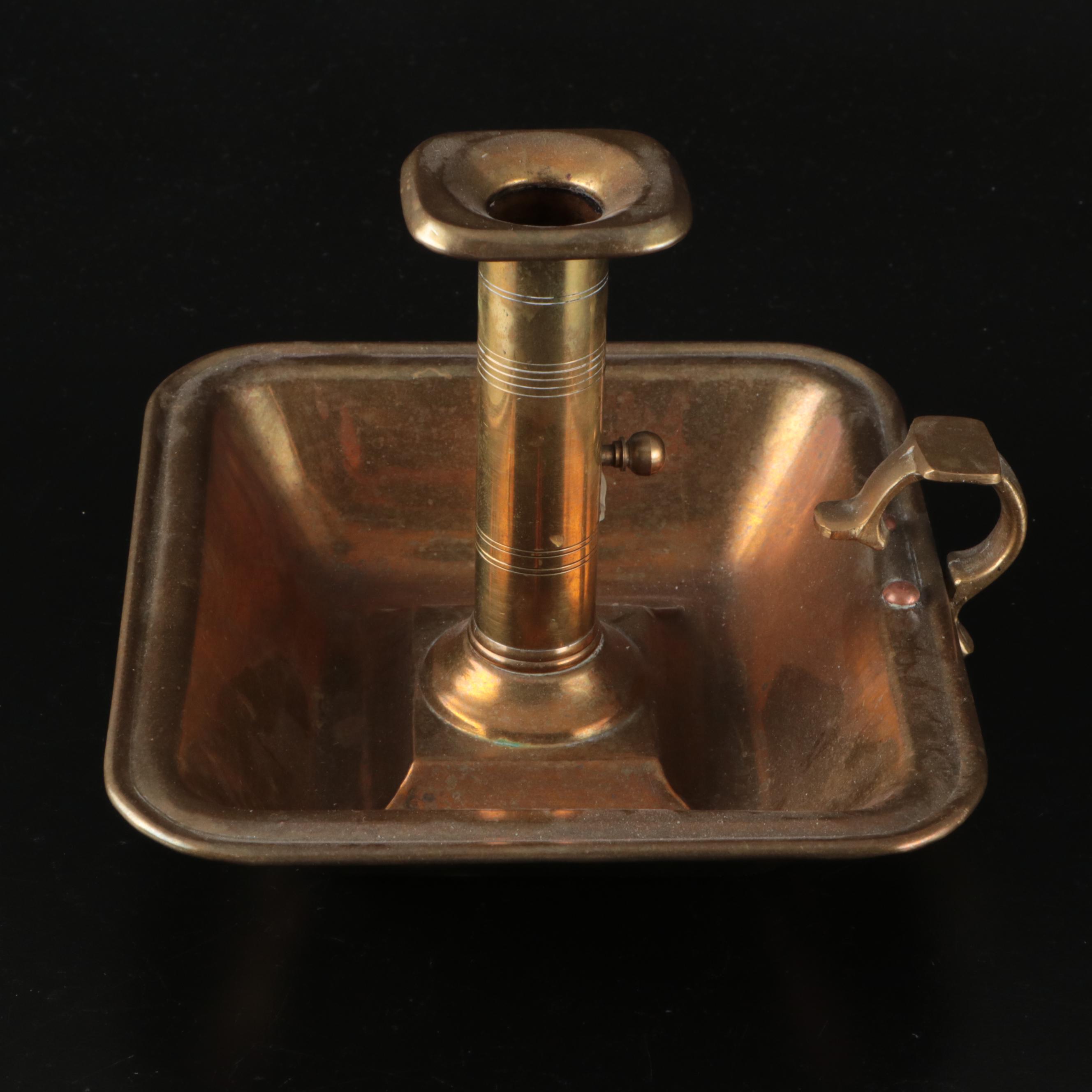 Baldwin, VMC & English Brass Candlesticks, Chamberstick & Hurricanes