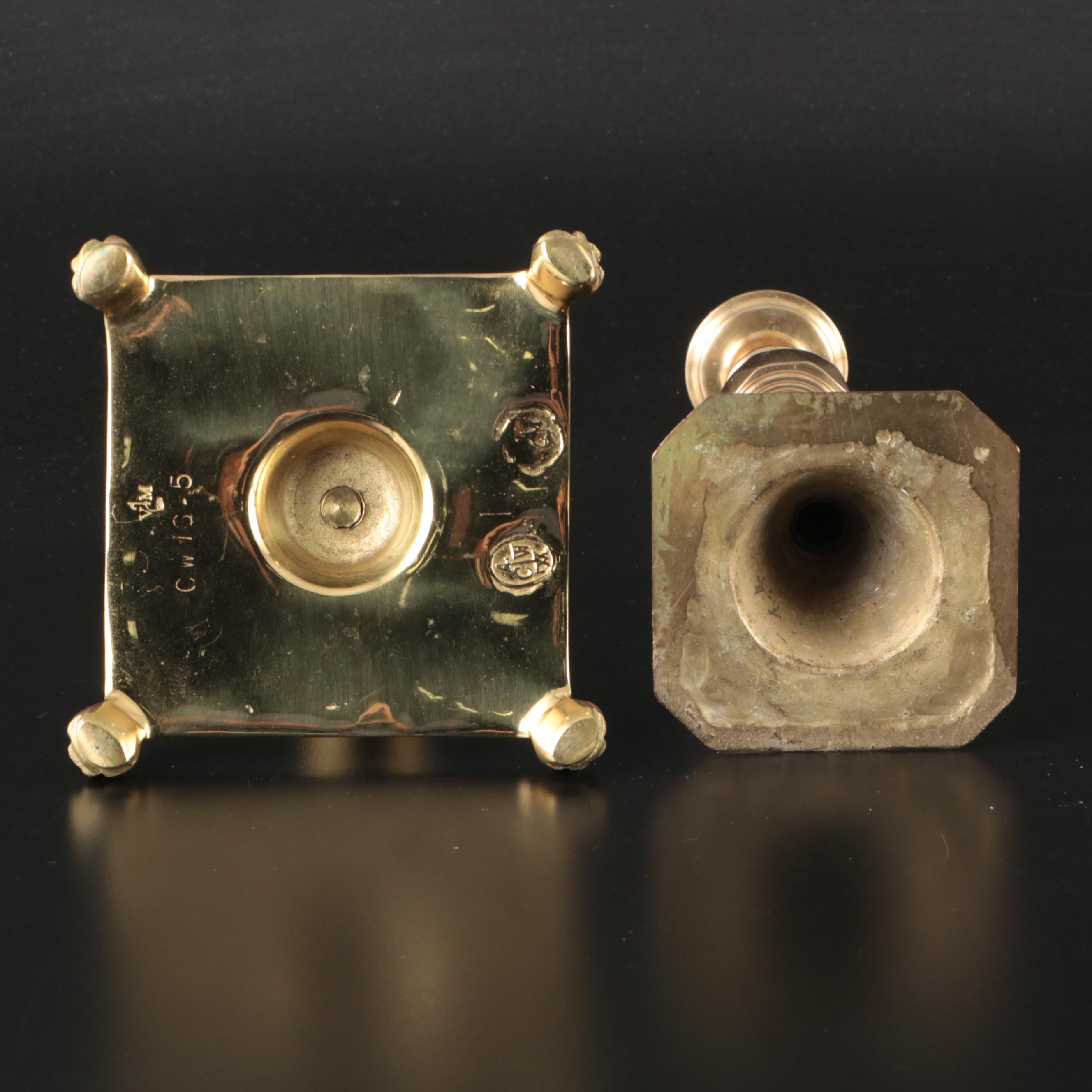 Baldwin, VMC & English Brass Candlesticks, Chamberstick & Hurricanes