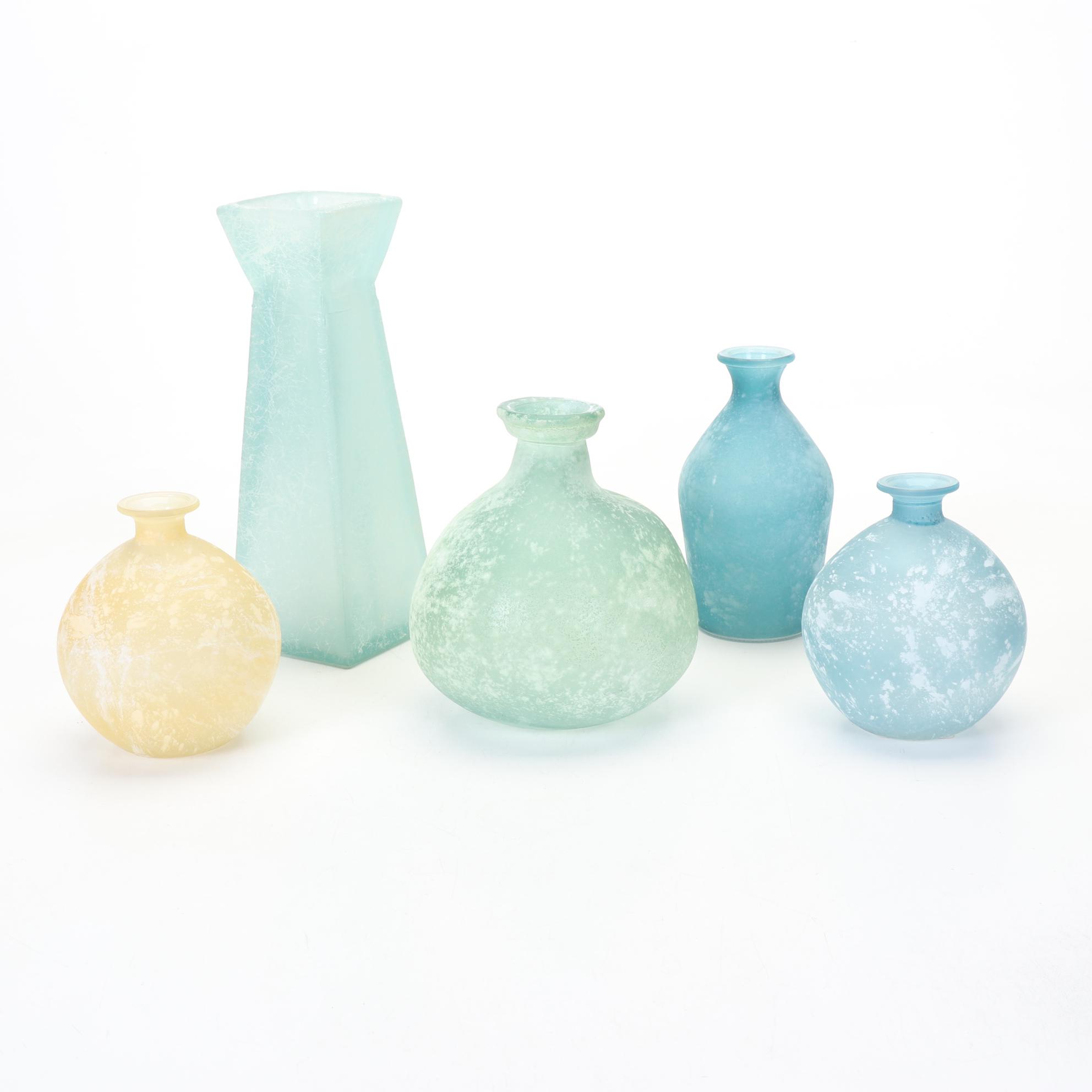 Spanish Green Recycled Glass Bottle with Assorted Glass Vase Collection