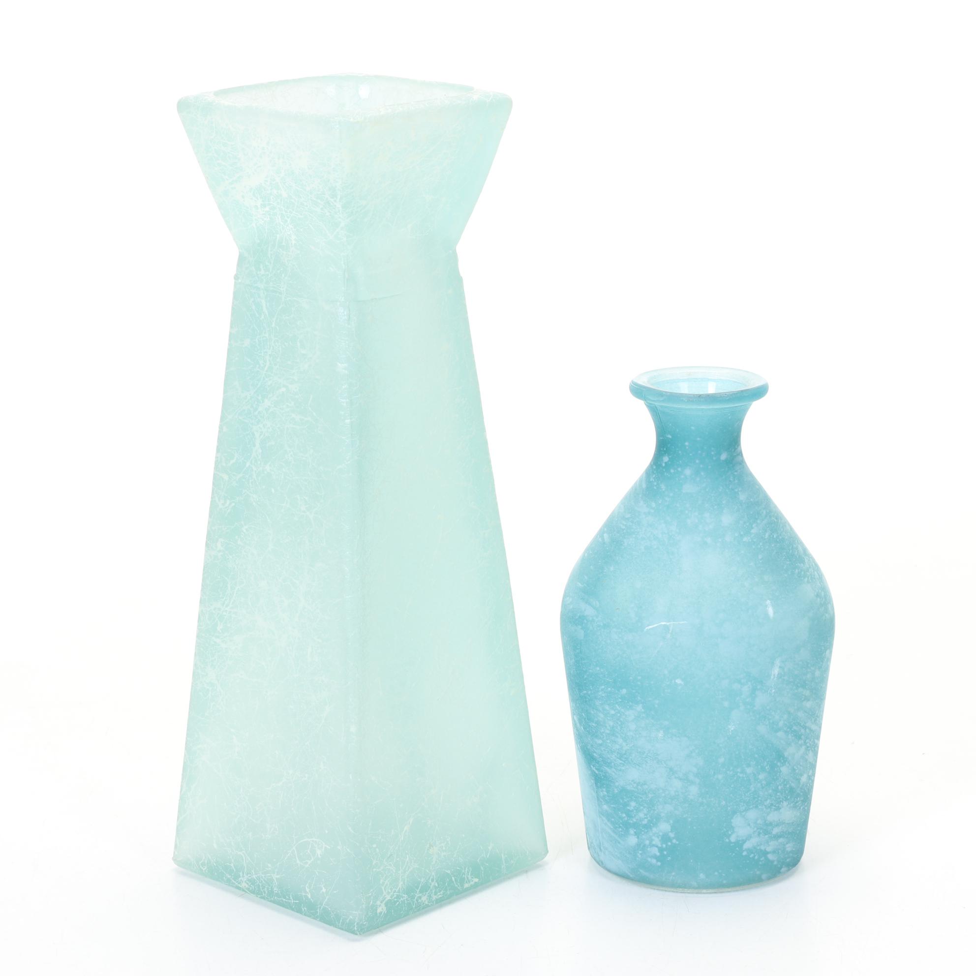 Spanish Green Recycled Glass Bottle with Assorted Glass Vase Collection