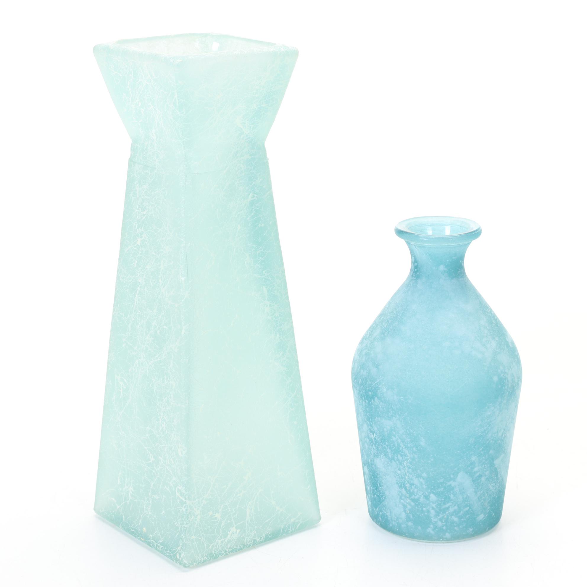 Spanish Green Recycled Glass Bottle with Assorted Glass Vase Collection