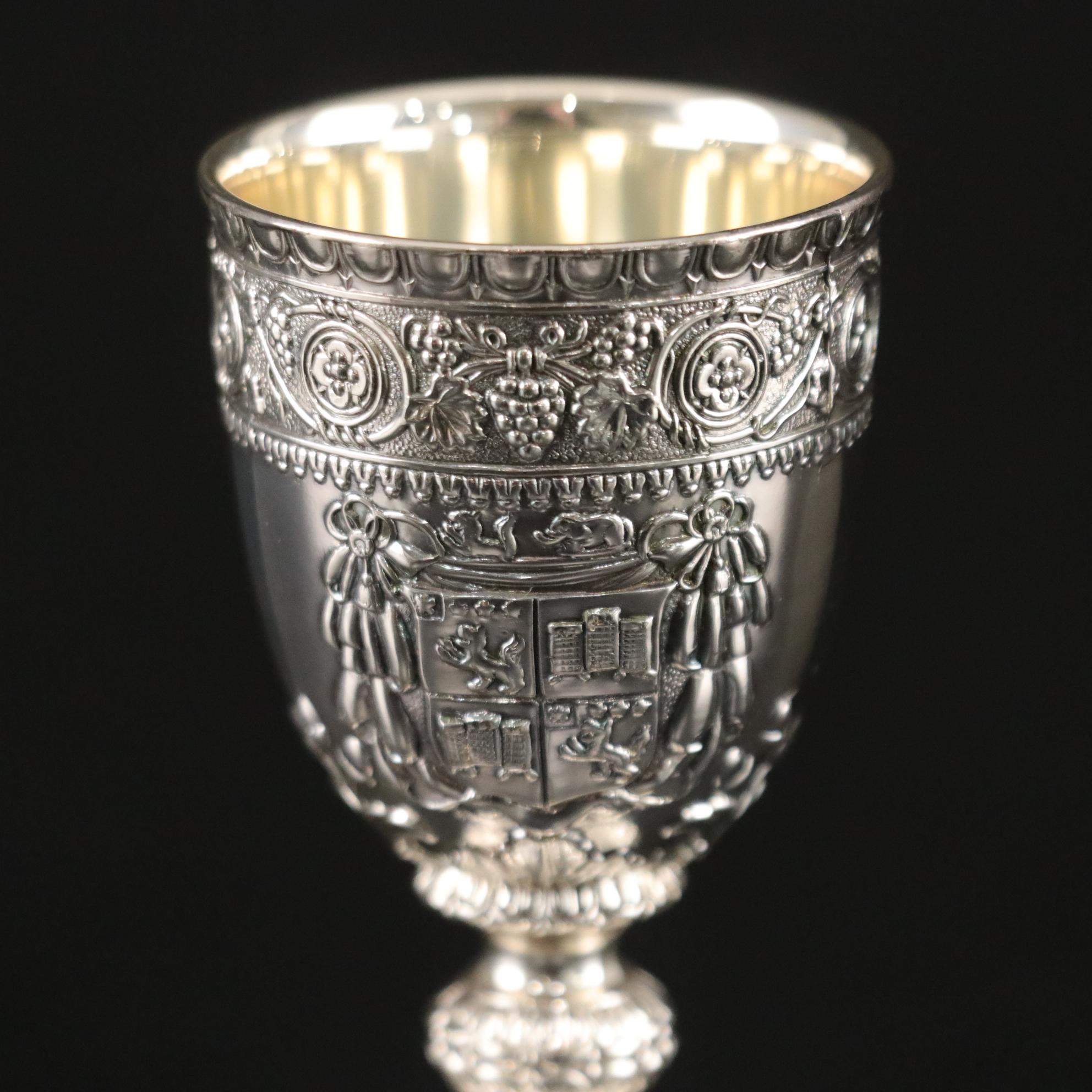 Corbell & Co. Silver Plate Goblets with Storage Case & Italian Pastry Server