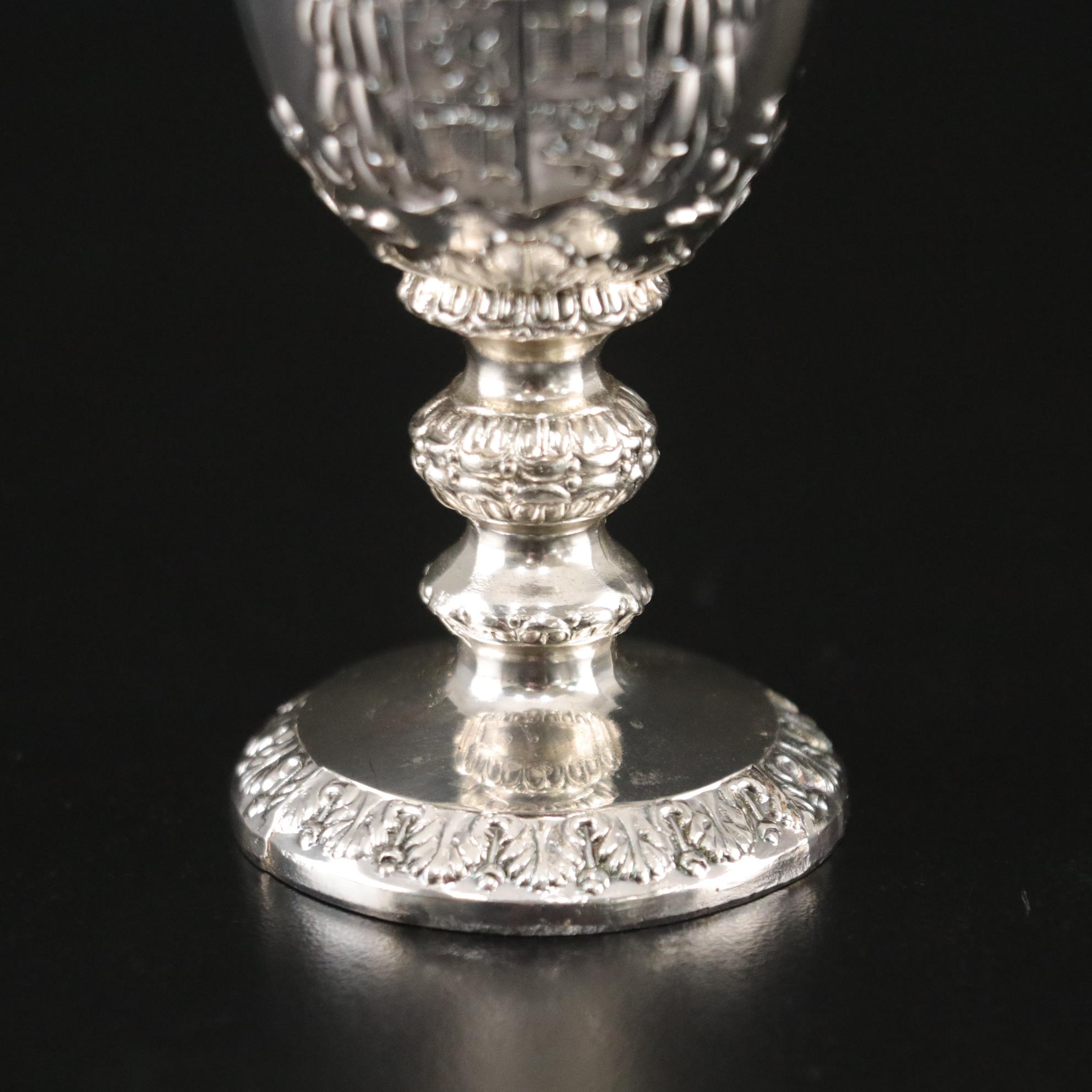 Corbell & Co. Silver Plate Goblets with Storage Case & Italian Pastry Server