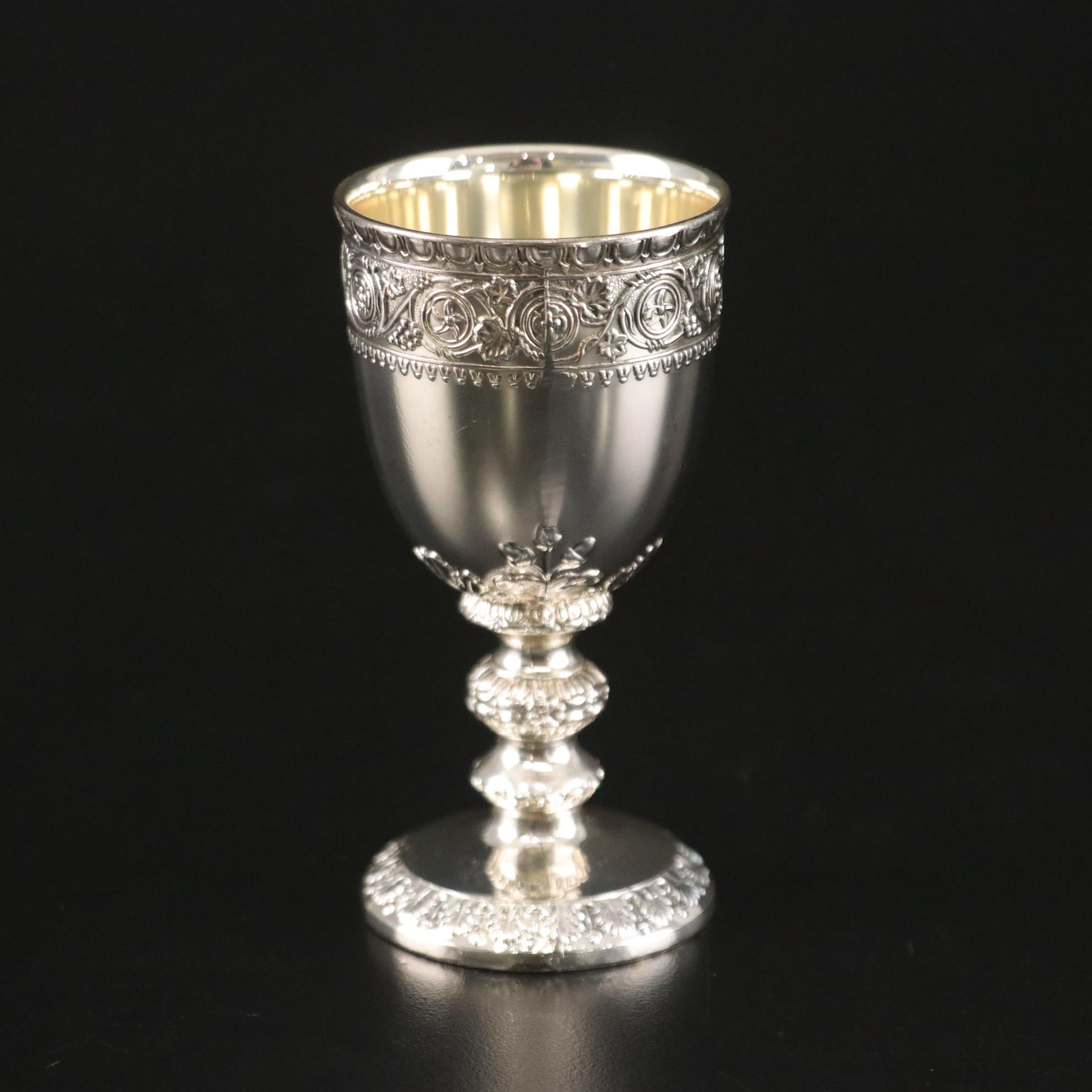 Corbell & Co. Silver Plate Goblets with Storage Case & Italian Pastry Server