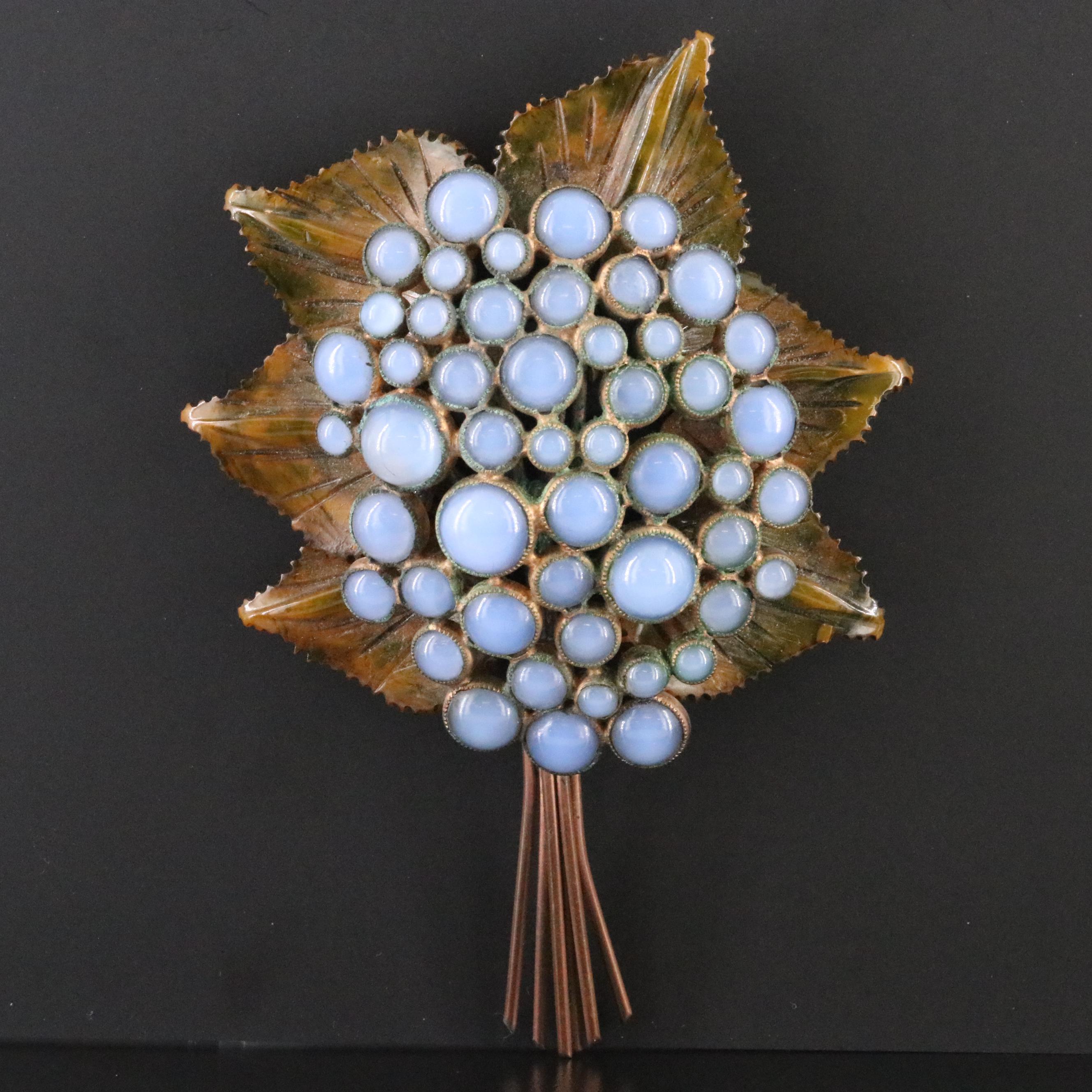 1940s B. Blumenthal & Co. Bakelite and Glass Floral Brooch